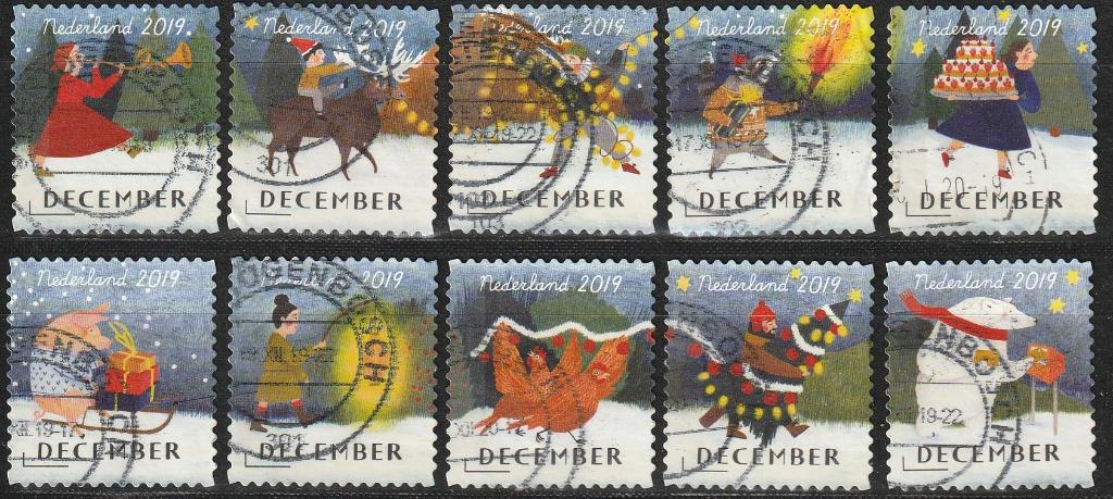 Nederland 2019  3799/3808 December, Gest, Postzegels en Munten, Postzegels | Nederland, Ophalen of Verzenden, Na 1940, Gestempeld