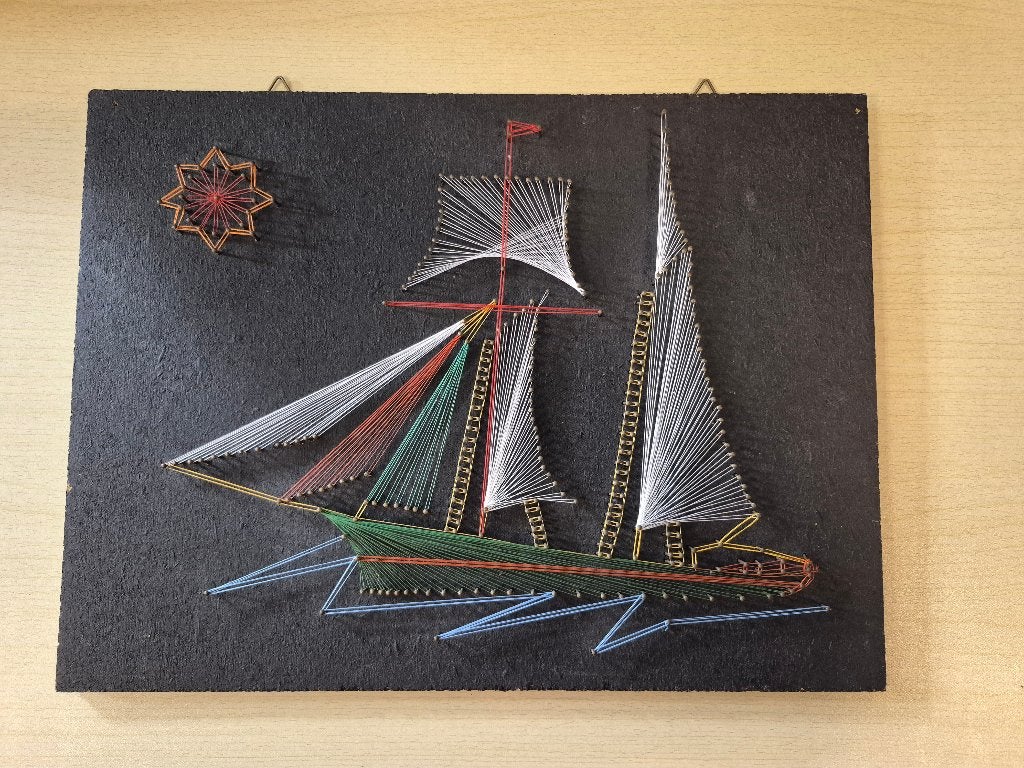 vintage string art-wanddecoratie (spijkerkunst), Ophalen of Verzenden