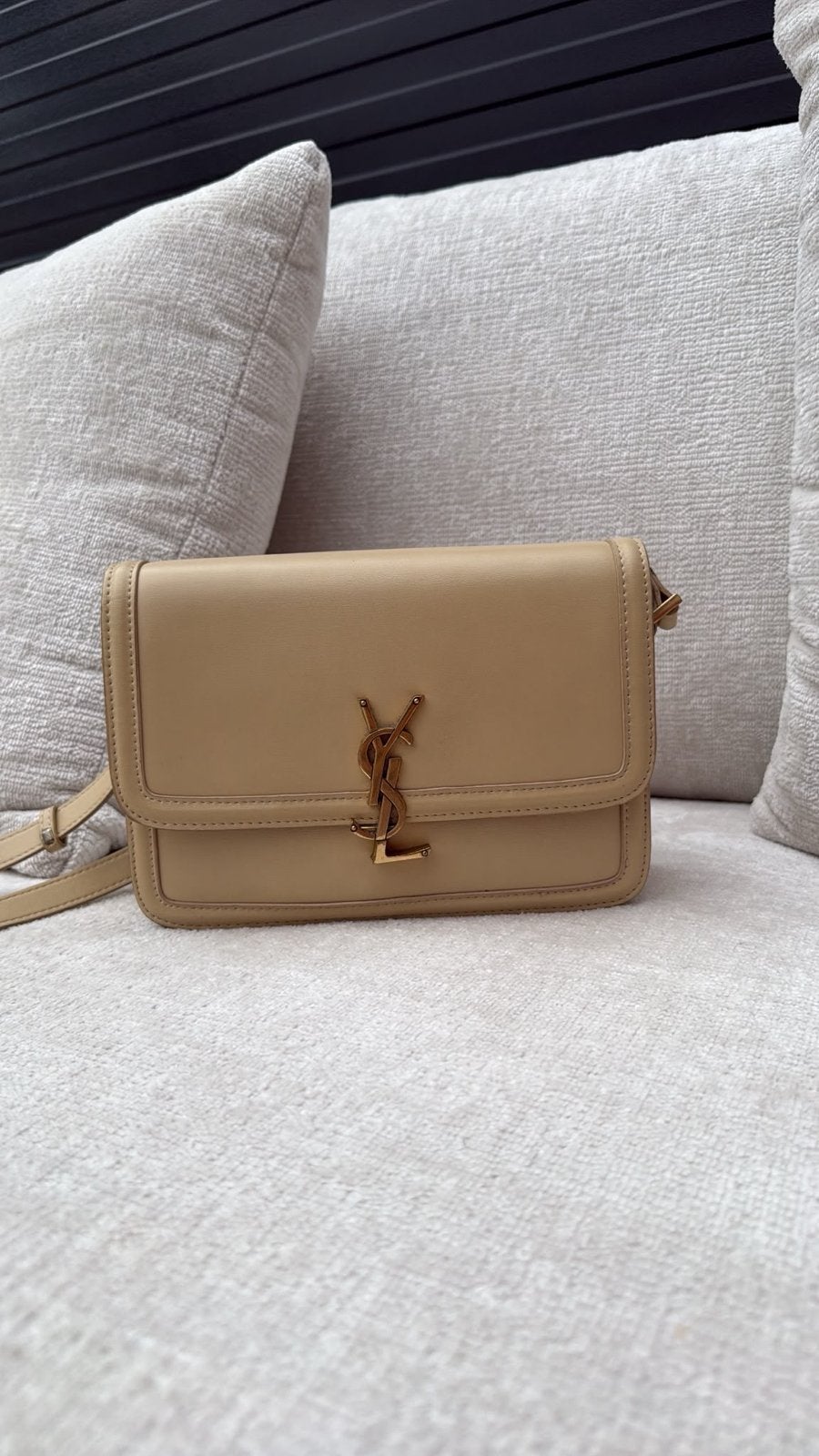 Saint Laurent Solferino Medium Box Bag Beige, Ophalen of Verzenden, Gebruikt, Beige, Schoudertasje