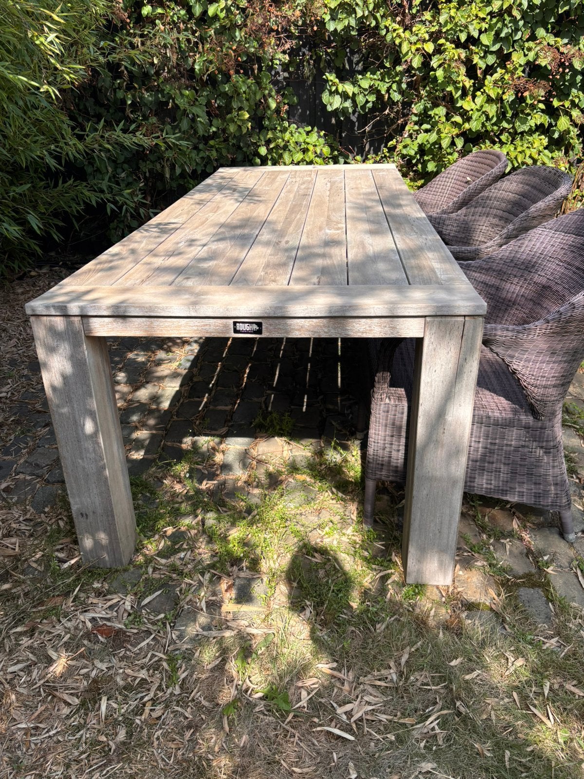 Robuuste teakhout rough tuintafel 240-100. 6-8 persoons, Ophalen, Gebruikt, Rechthoekig, Teakhout