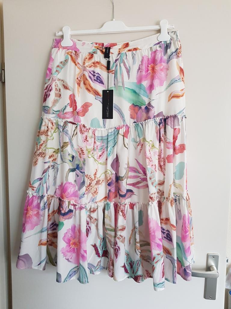 Marccain gebloemde katoen/ zijde rok maat 6/ 44 NIEUW, Overige kleuren, Maat 42/44 (L), Nieuw, Ophalen of Verzenden