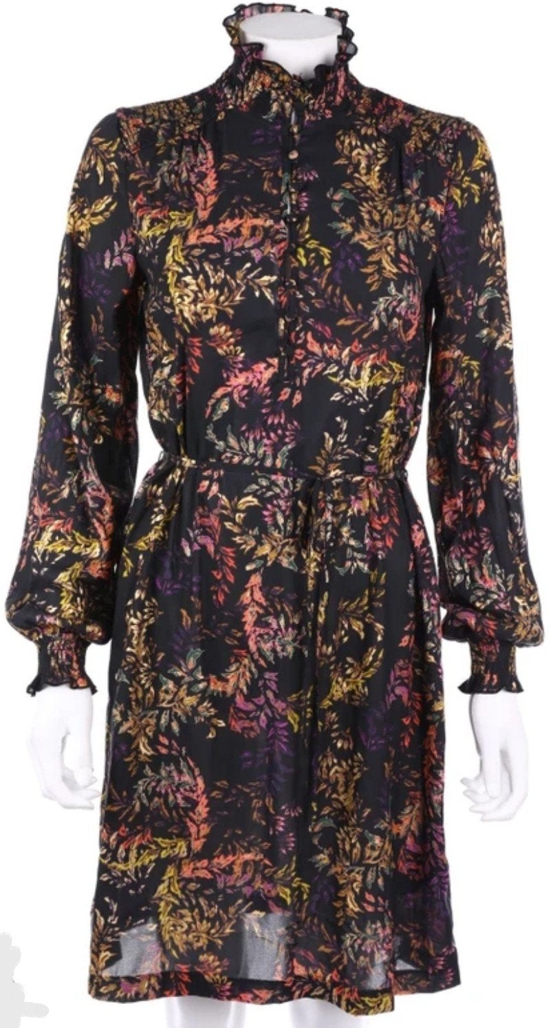 Boho Jurk met Bladprint h&m - Maat 42, H&M, Meerkleurig, Maat 42/44 (L), Ophalen of Verzenden