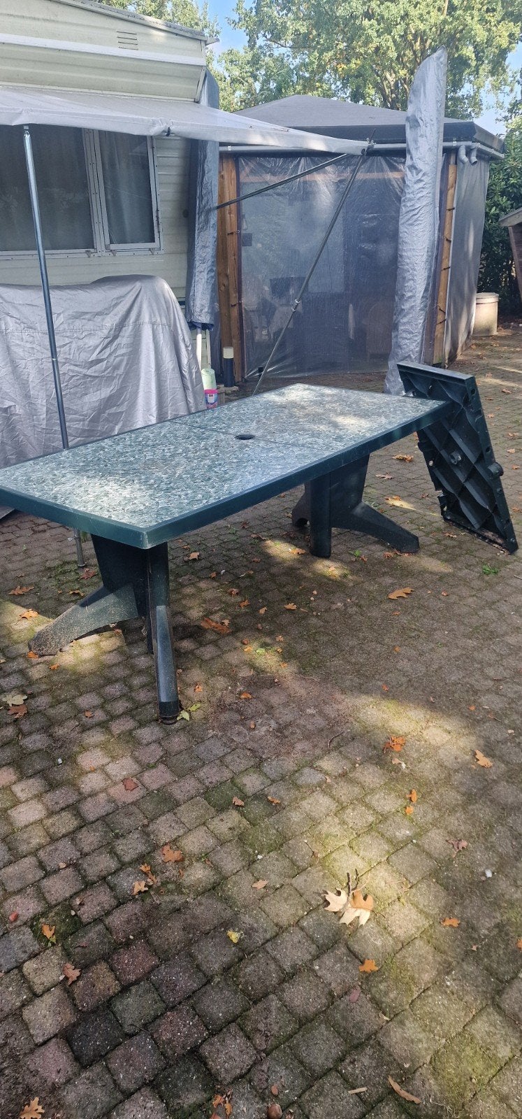 Hartman Tuintafel uitschuifbaar met tussenstuk, Ophalen, Gebruikt, Rechthoekig, Kunststof