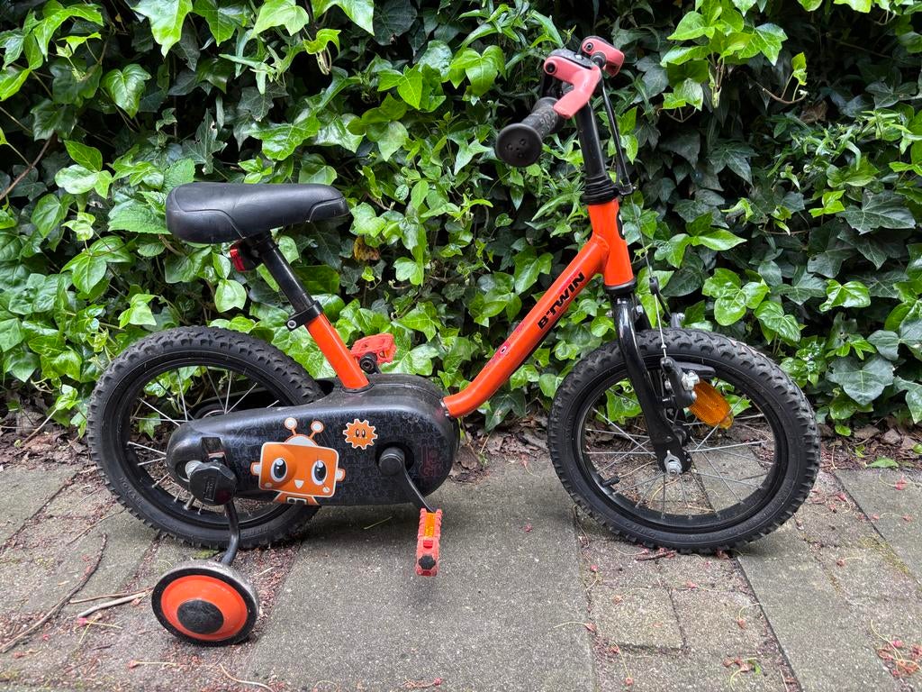 B'Twin Robot 500 kinderfiets 14 inch met zijwieltjes, Ophalen, Gebruikt, Minder dan 14 inch