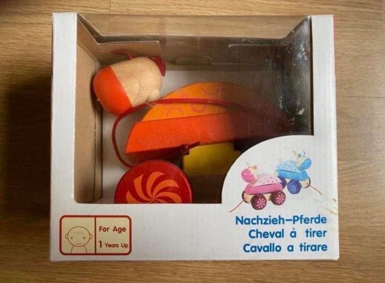 SANTOYS  Houten Trekpaard - Educatief Speelgoed, Ophalen of Verzenden, Nieuw, Duw- of Trekspeelgoed