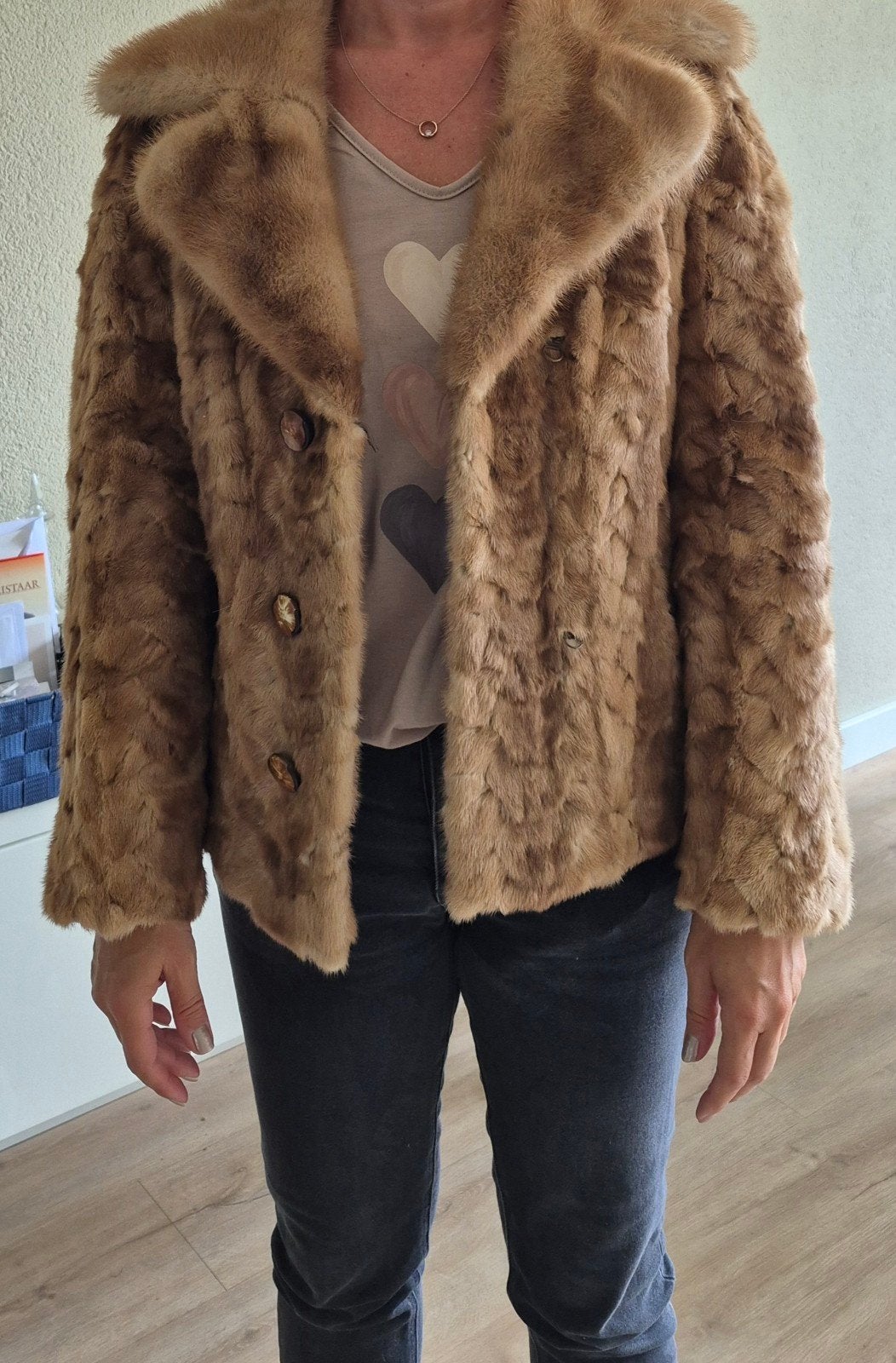 Mooie bruine faux fur jas, maat M echt bont konijn, Kleding | Dames, Bruin, Onbekend, Gedragen, Ophalen