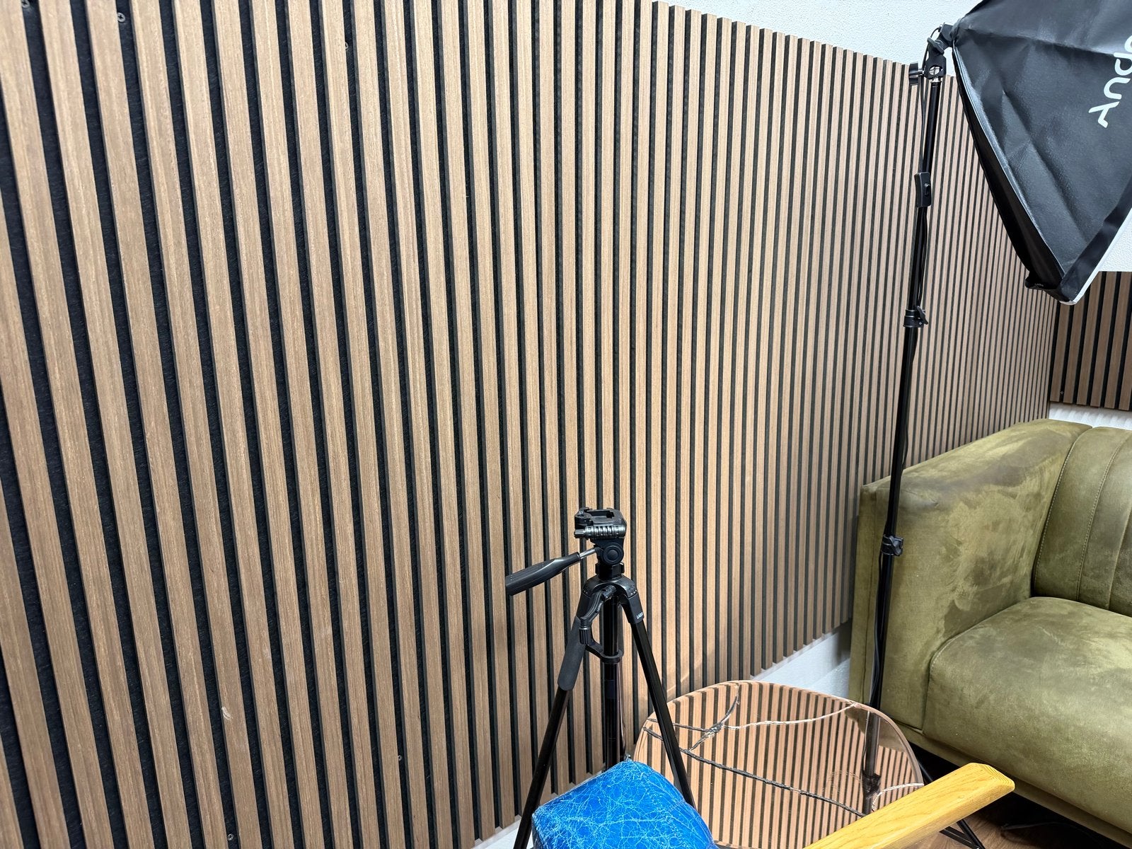 Akoestische panelen walnoot - ca. 6 m2, Ophalen, Hout, Zo goed als nieuw, Modern