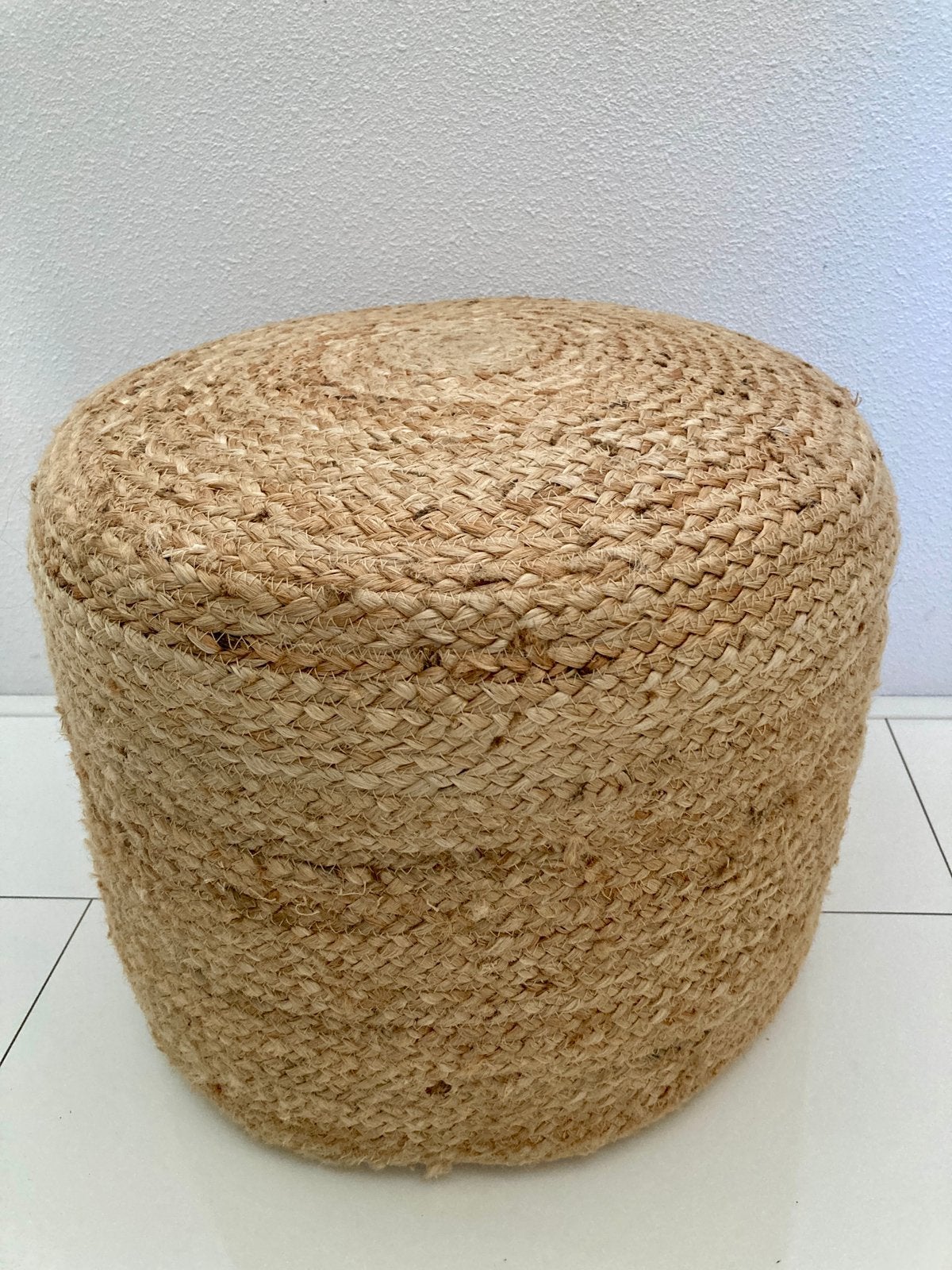 Jute handgemaakte ronde poef, 40 cm Ø / 35 cm hoog, Ophalen of Verzenden, Zo goed als nieuw, Rond, Minder dan 50 cm