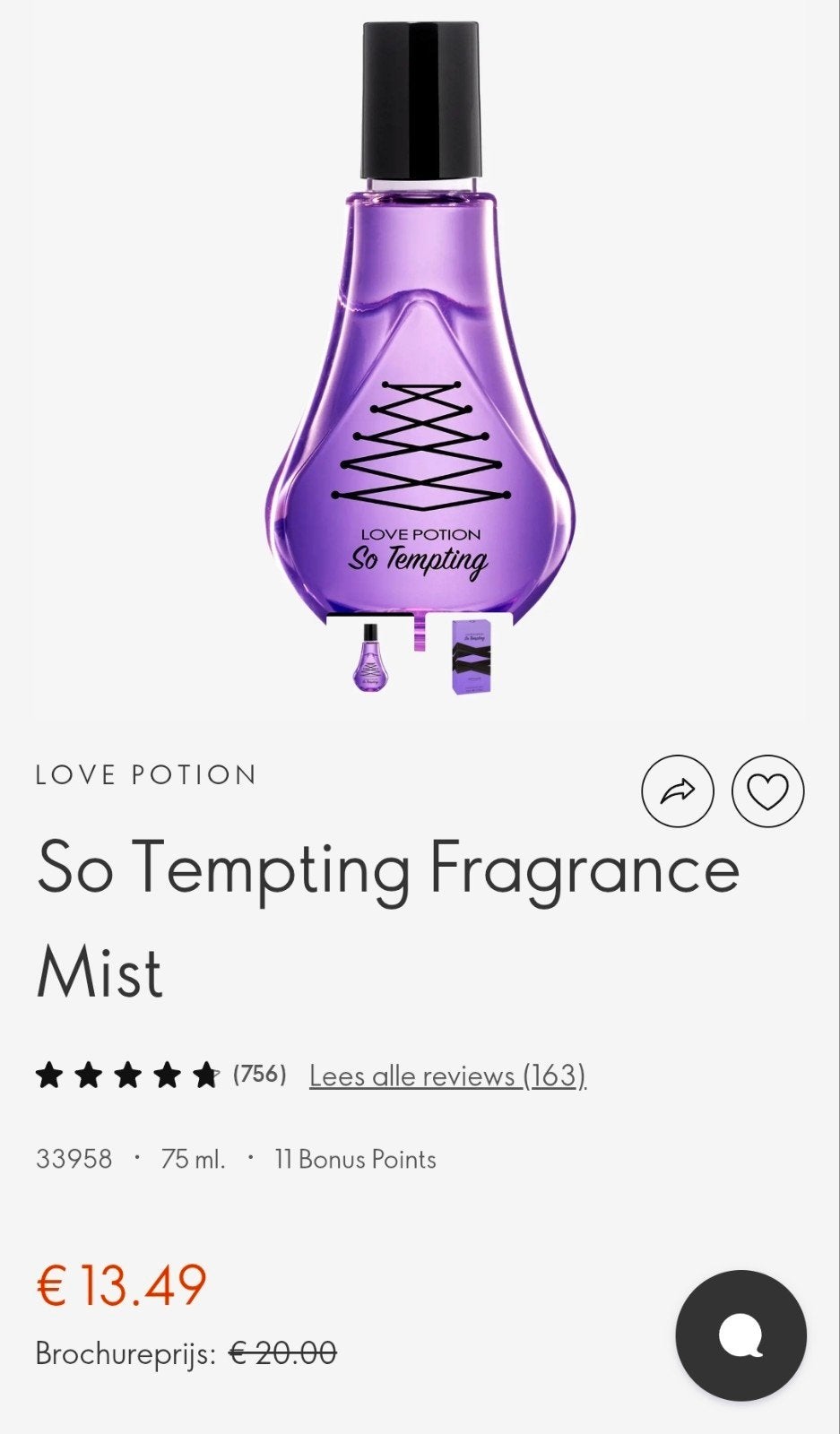 Oriflame Love Potion So Tempting Fragrance Mist 75ml, Ophalen of Verzenden, Nieuw