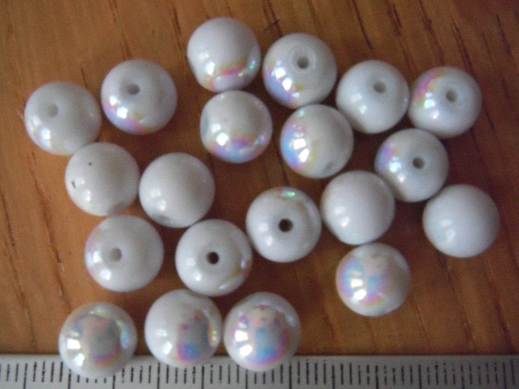 20 glas kralen wit rainbow 8mm., Ophalen of Verzenden, Nieuw, Kraal