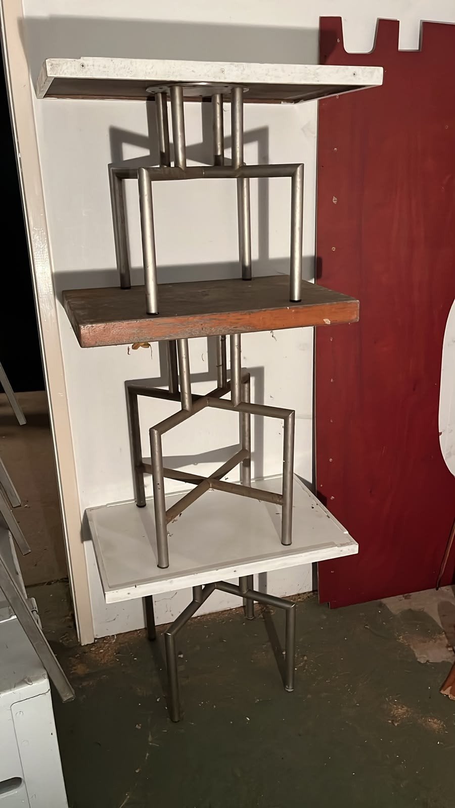 SCHOORL ! Bijzettafels voor buiten. Massief RVS onderstel., Ophalen, Minder dan 55 cm, Gebruikt, Metaal of Aluminium