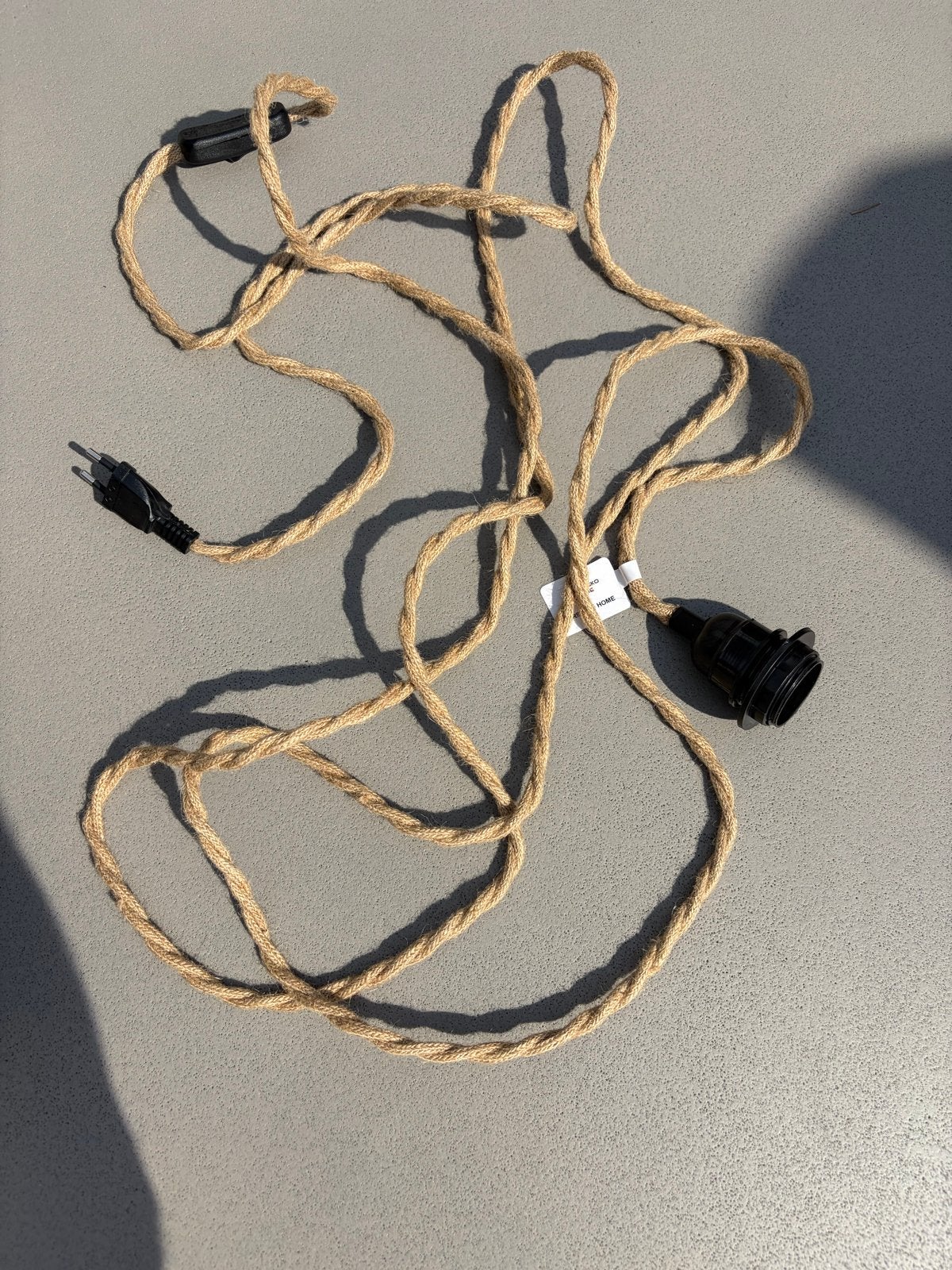 3x Frideko Home Lampfitting E27 met Jute Touw en Schakelaar, Overige merken, Zwart, E27 (groot), Rustiek