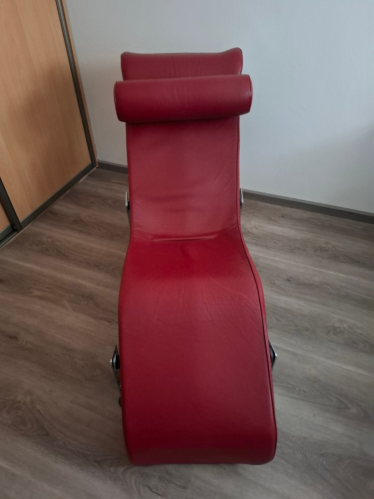 Rode design chaise longue, leer en metaal, Ophalen, Modern design, Gebruikt, Eén