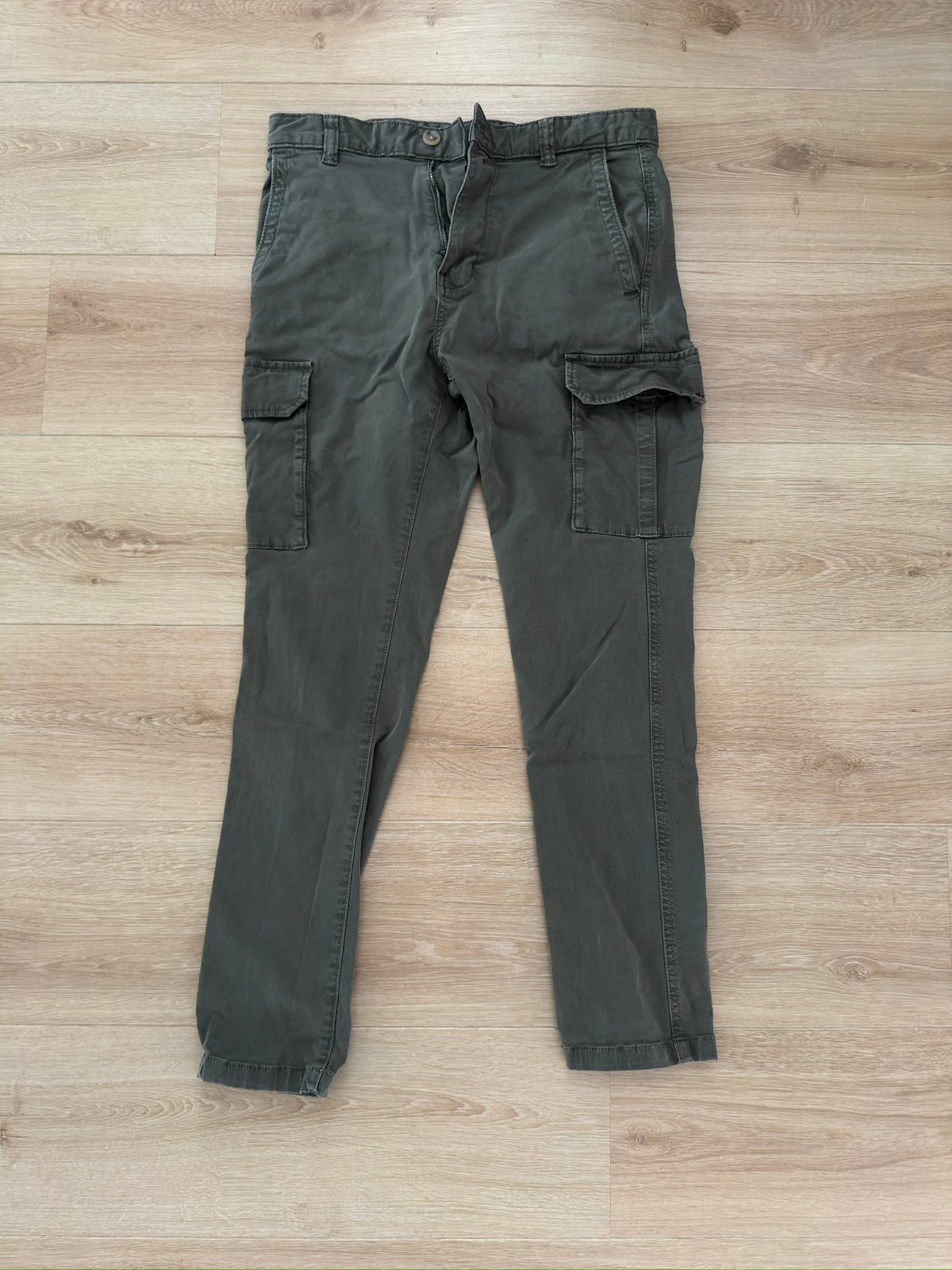 Zara groene denim lange broek, maat 38, Ophalen of Verzenden, Gedragen, Maat 46 (S) of kleiner, Groen