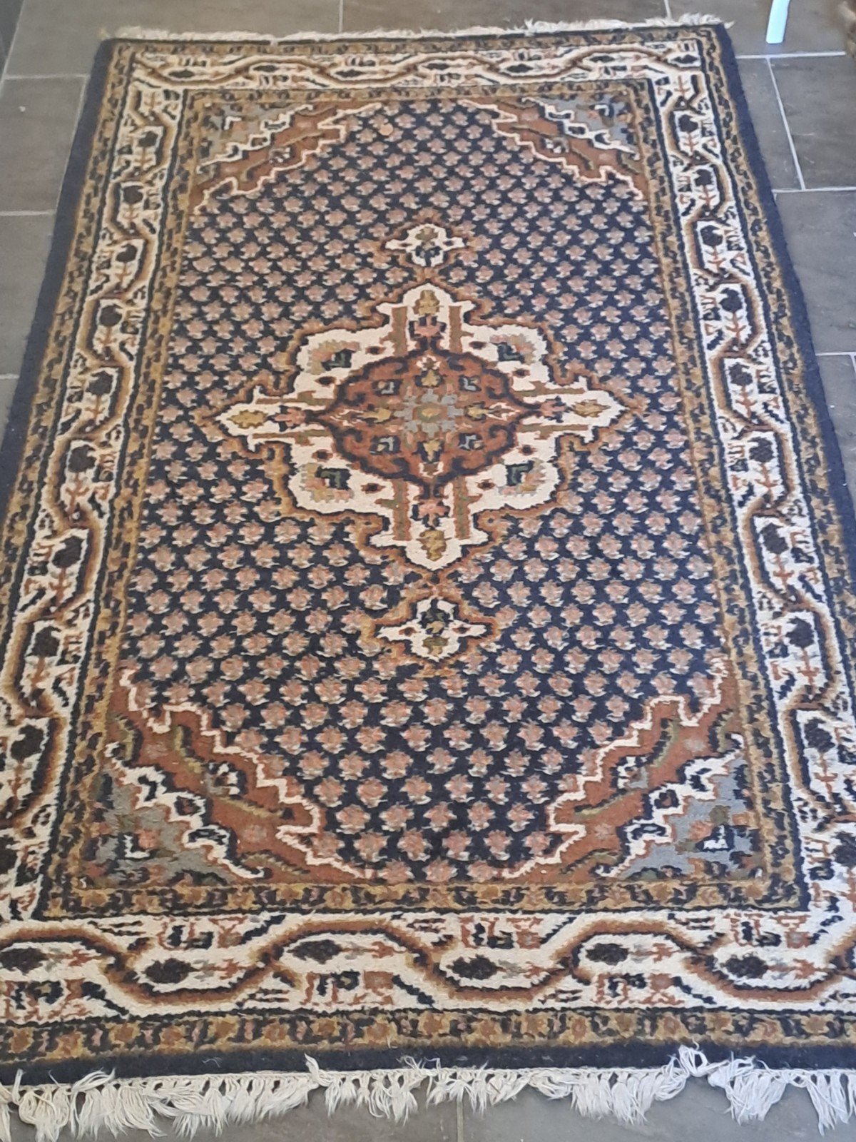 Perzisch tapijt 1.60x0.93m meerkleurig, Ophalen, Blauw, Gebruikt, 50 tot 100 cm