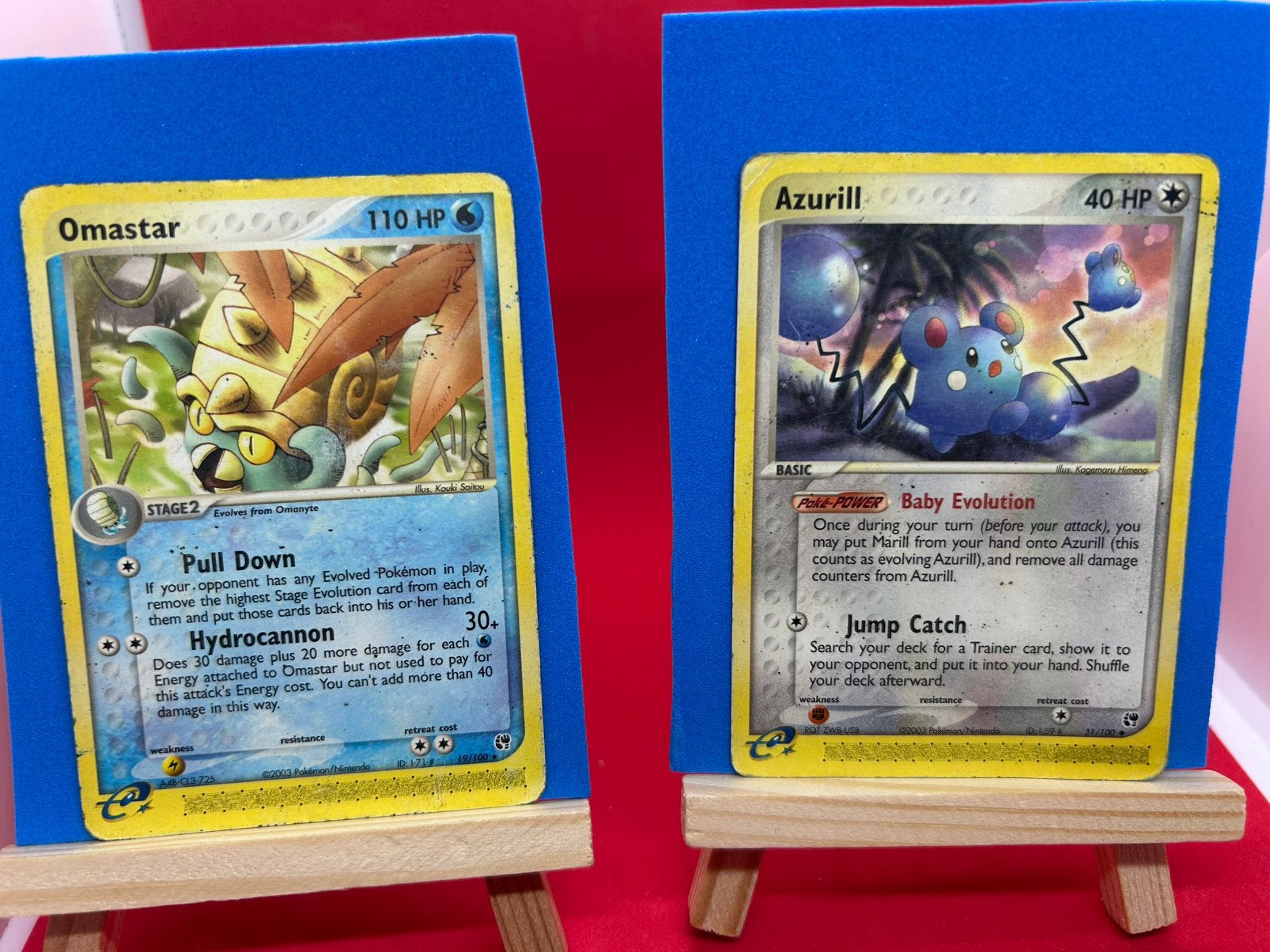 EX Sandstorm Pokémon Kaarten Azurill Omastar, Ophalen of Verzenden, Zo goed als nieuw, Meerdere kaarten
