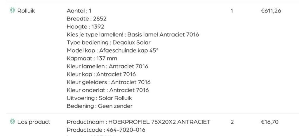 Rolluik dakkapel nieuw in doos, Ophalen, Nieuw