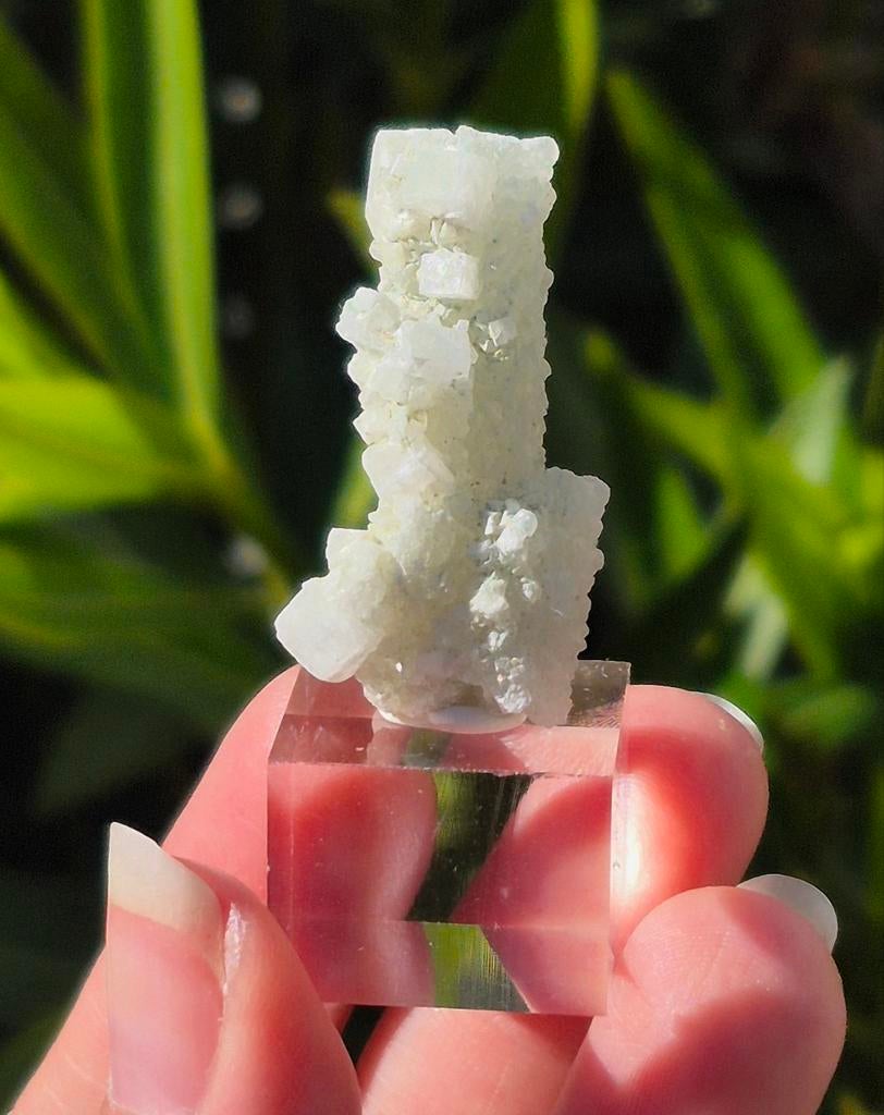 Prehniet op sokkel, Verzamelen, Mineralen en Fossielen, Ophalen of Verzenden