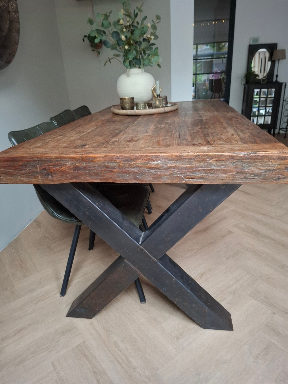 robuuste teak houten tafel, Ophalen, Gebruikt, 100 tot 150 cm, Teakhout