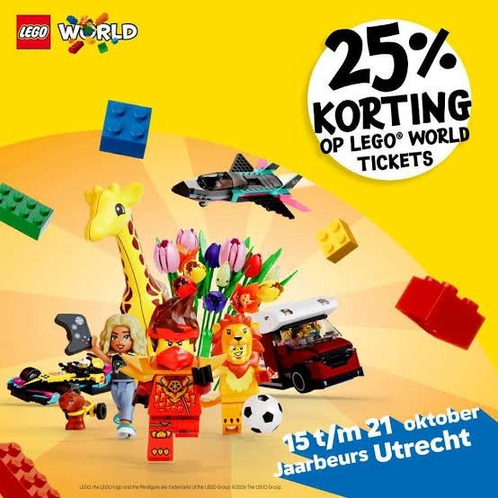 Lego World Utrecht 2026, Tickets en Kaartjes, Drie personen of meer, Kortingsbon, Overige typen