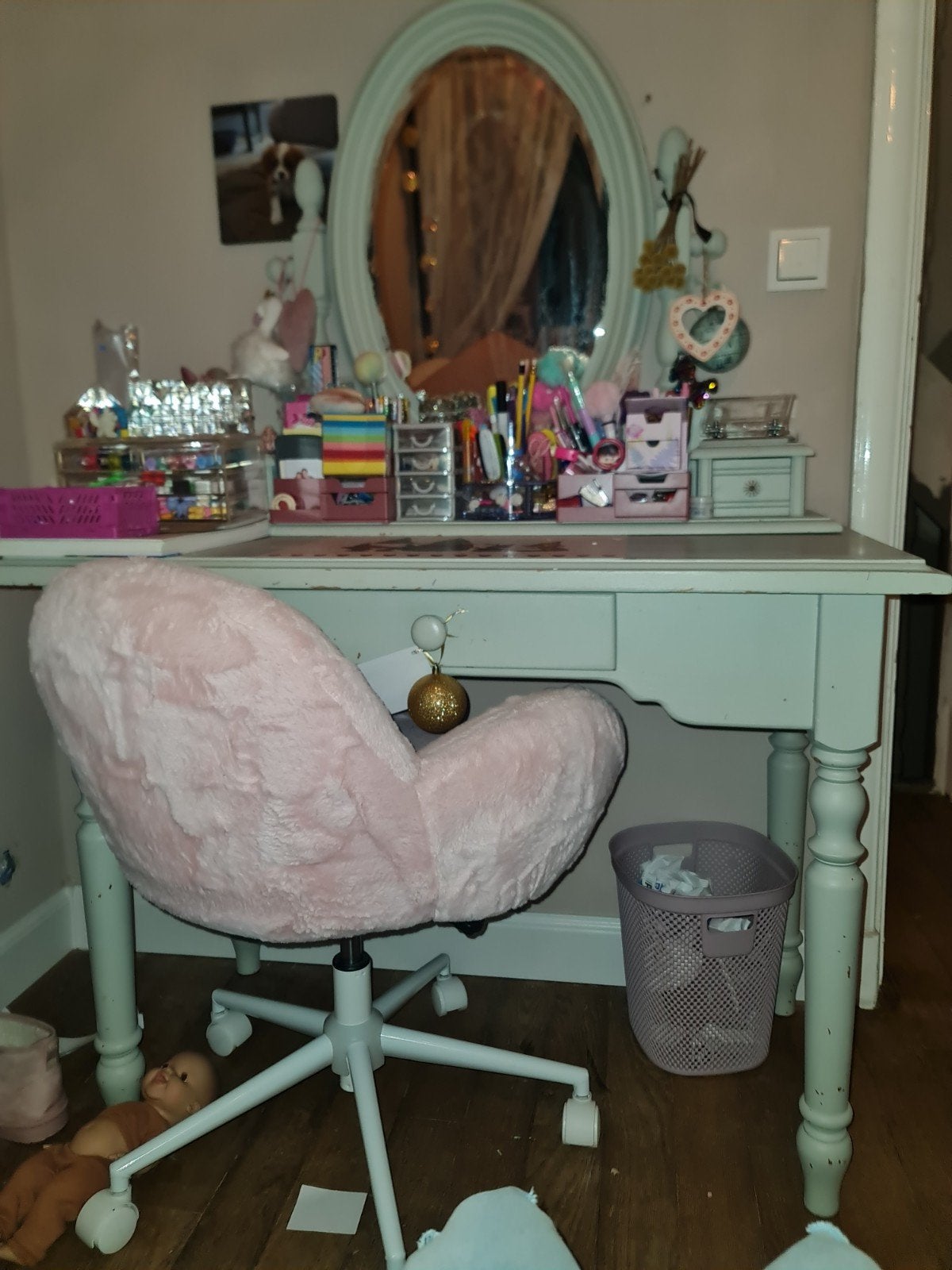 prachtige brocante grenen kaptafel met opstaande spiegel, Huis en Inrichting, Ophalen, Gebruikt, 50 tot 100 cm, Minder dan 100 cm