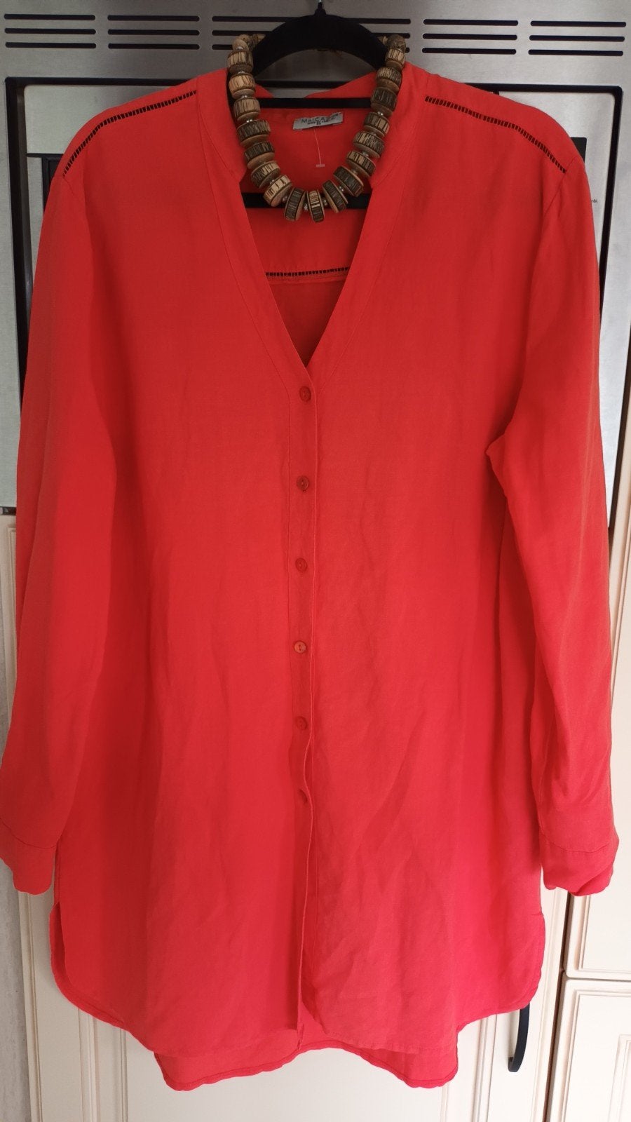 Maicazz koraalrode linnen/viscose blouse maat 44, Maat 42/44 (L), Nieuw, Ophalen of Verzenden, Maicazz