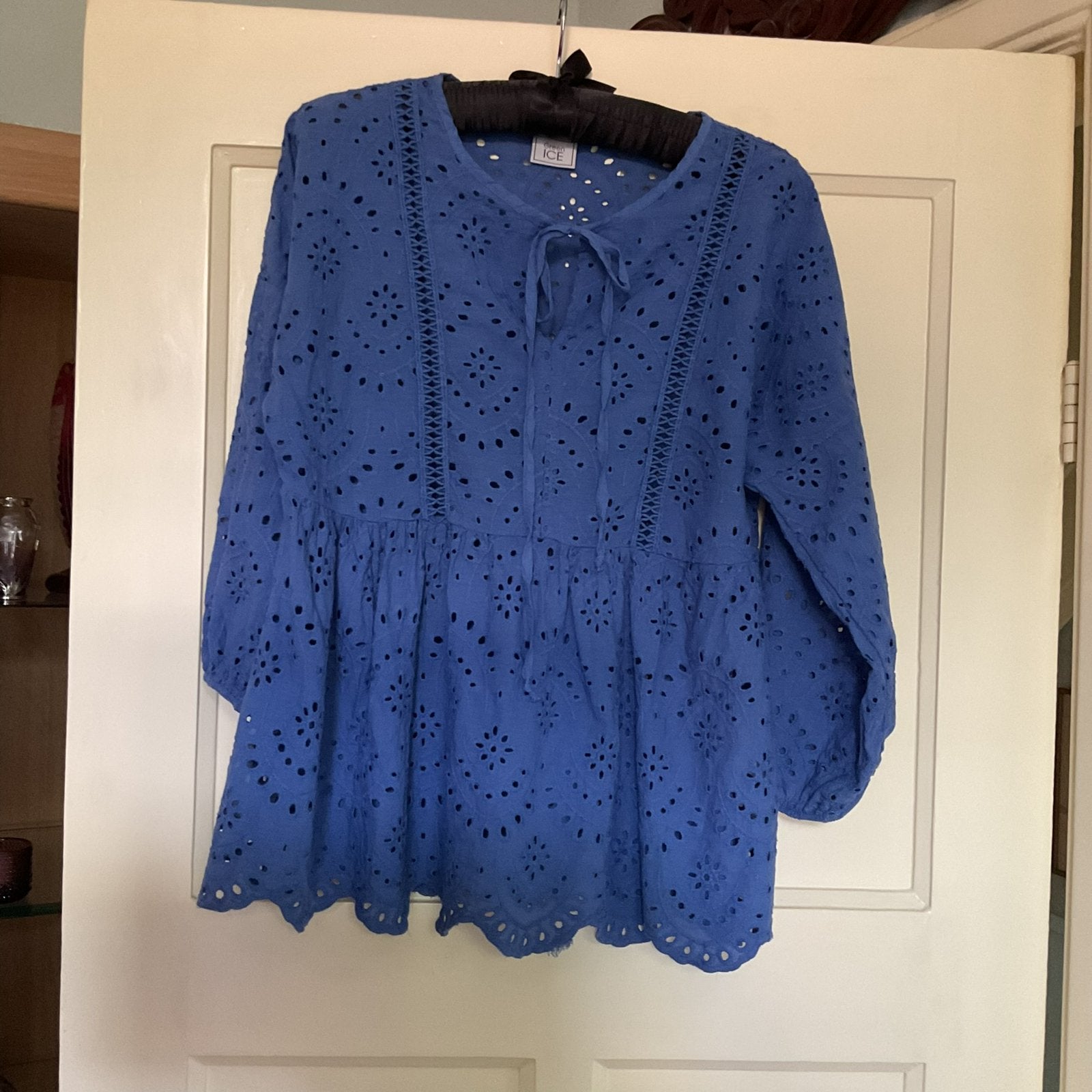 MOOI ZELDEN GEDRAGEN KATOEN/BRODERIE TUNIEKJE GREEN ICE MT S, Kleding | Dames, Blauw, Ophalen of Verzenden, Zo goed als nieuw