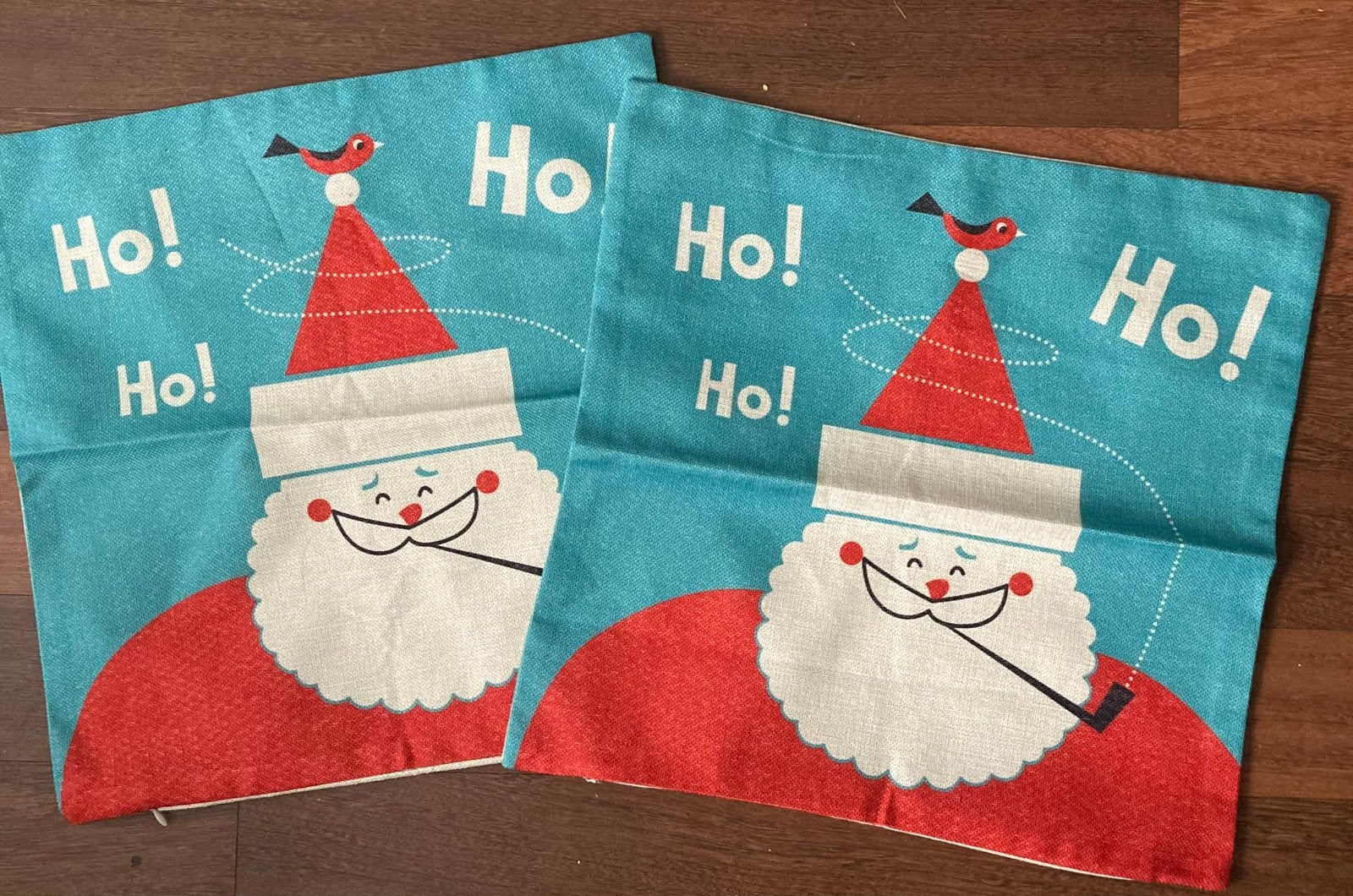 Retro print kerstdecoratie kerstman kussenhoes 2 stuks Nieuw, Ophalen of Verzenden, Nieuw