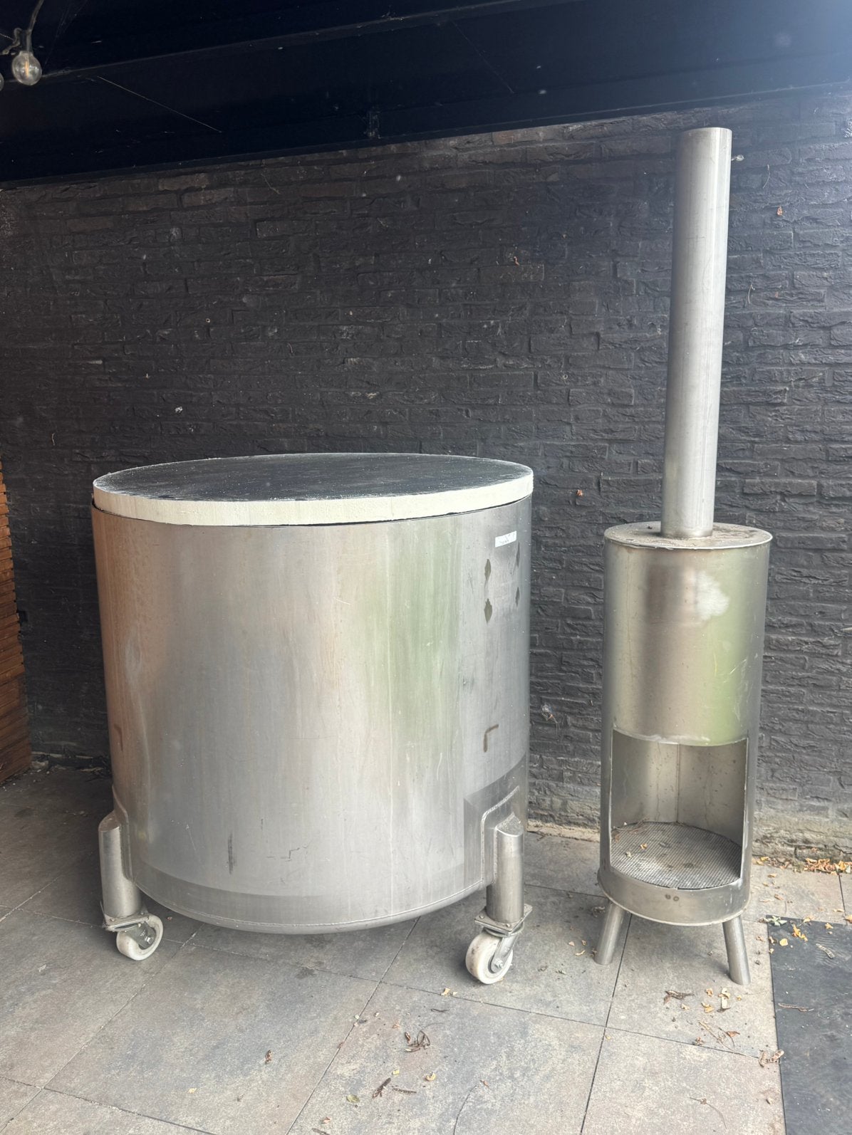Zelfbouw hottub Ø120cm + externe hottubkachel 18m spiraal, Ophalen of Verzenden, Zo goed als nieuw