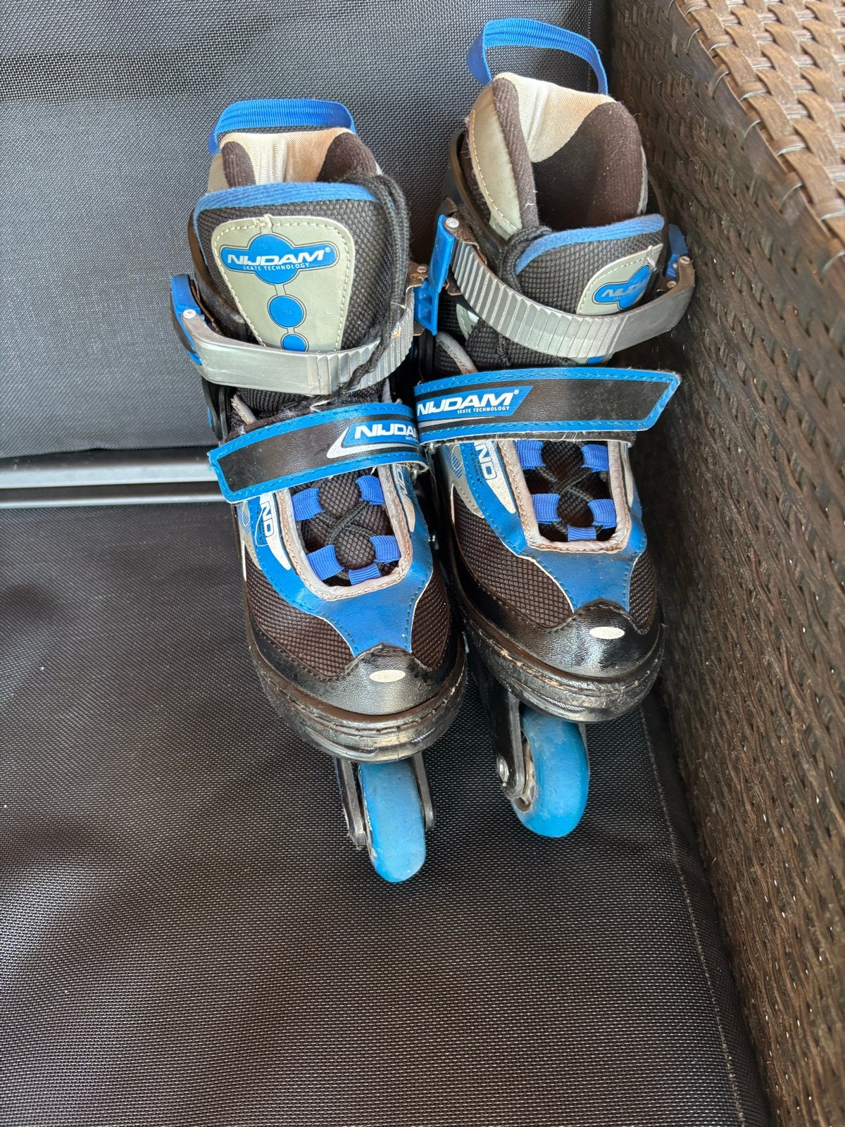 NUDAM Junior verstelbare inline skates met bescherming, Ophalen, Verstelbaar, Gebruikt, Kinderen