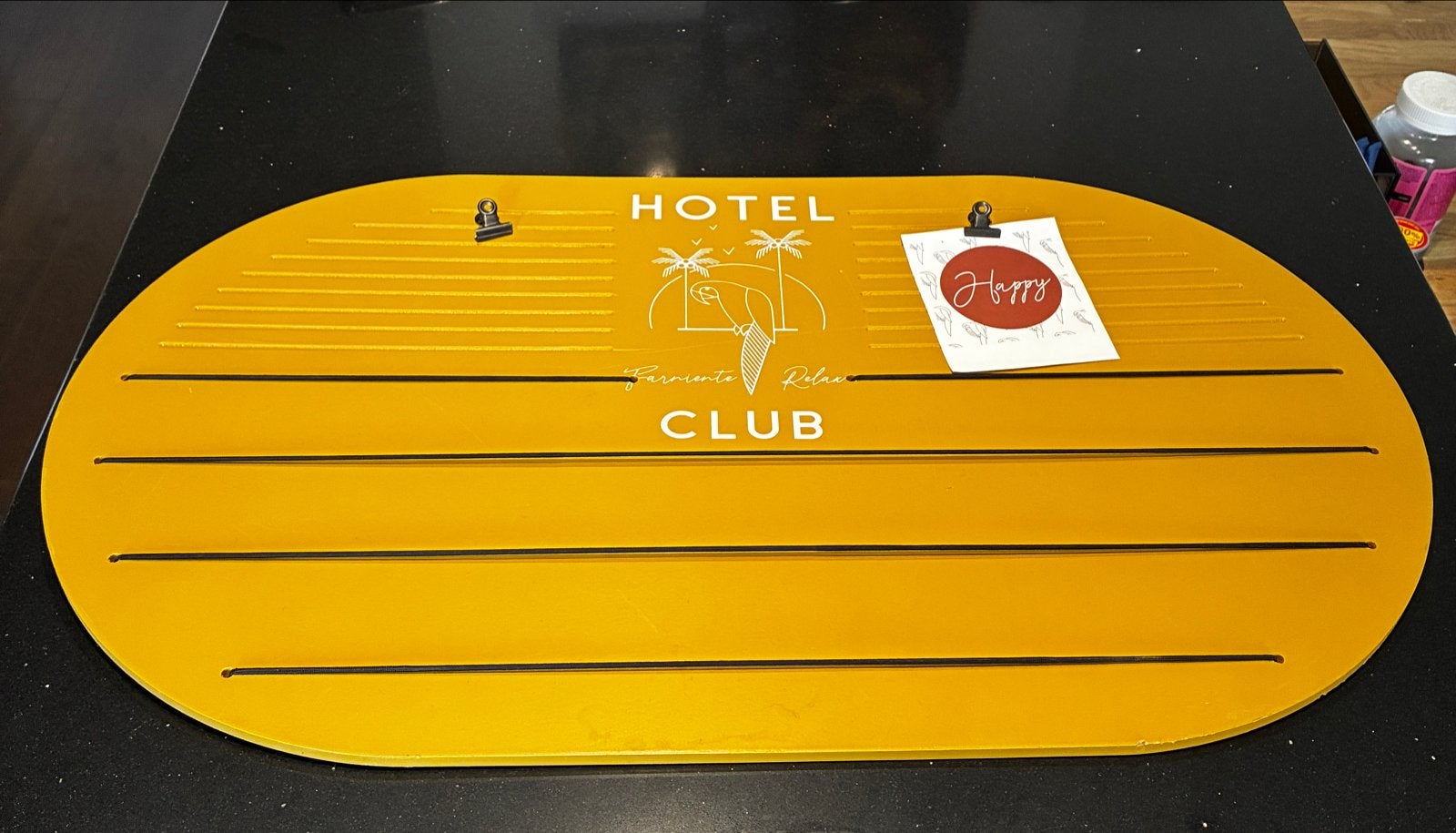 Houten kaartendisplay / kaartenhouder – Hotel Club, Ophalen, Zo goed als nieuw