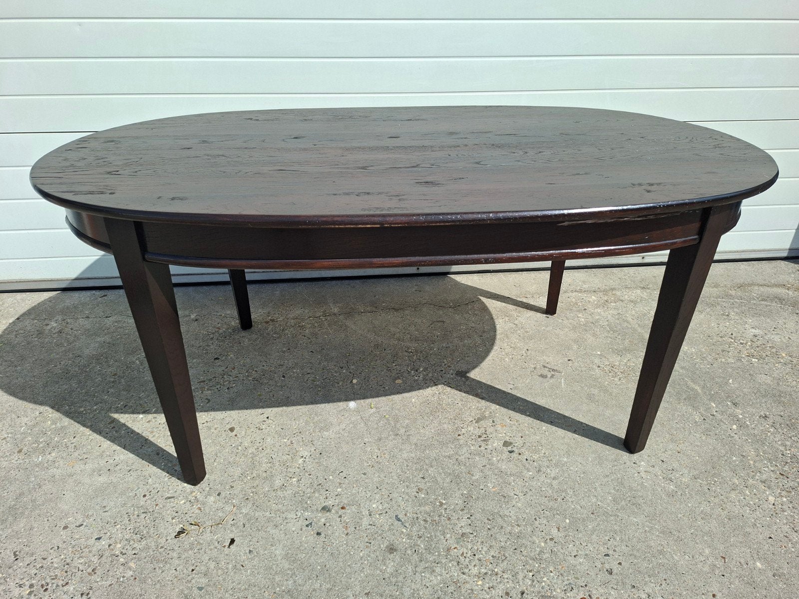 Ovale Eetkamertafel in massief donker eiken, Ophalen, Klassiek, 50 tot 100 cm, Vijf personen of meer
