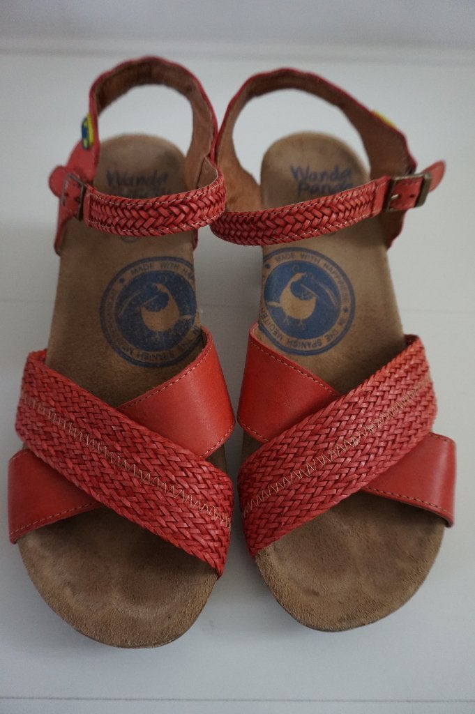 Wanda Panda sandalen haksandalen roze oranje leer maat 39, Zo goed als nieuw, Roze, Wanda Panda, Sandalen of Muiltjes