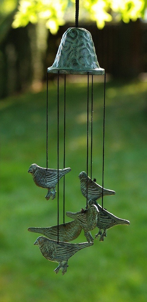 windgong / brons / VOGELS, Huis en tuin decoratie Marie, Nieuw, Info@huisentuindecoratiemarie.nl, Peize