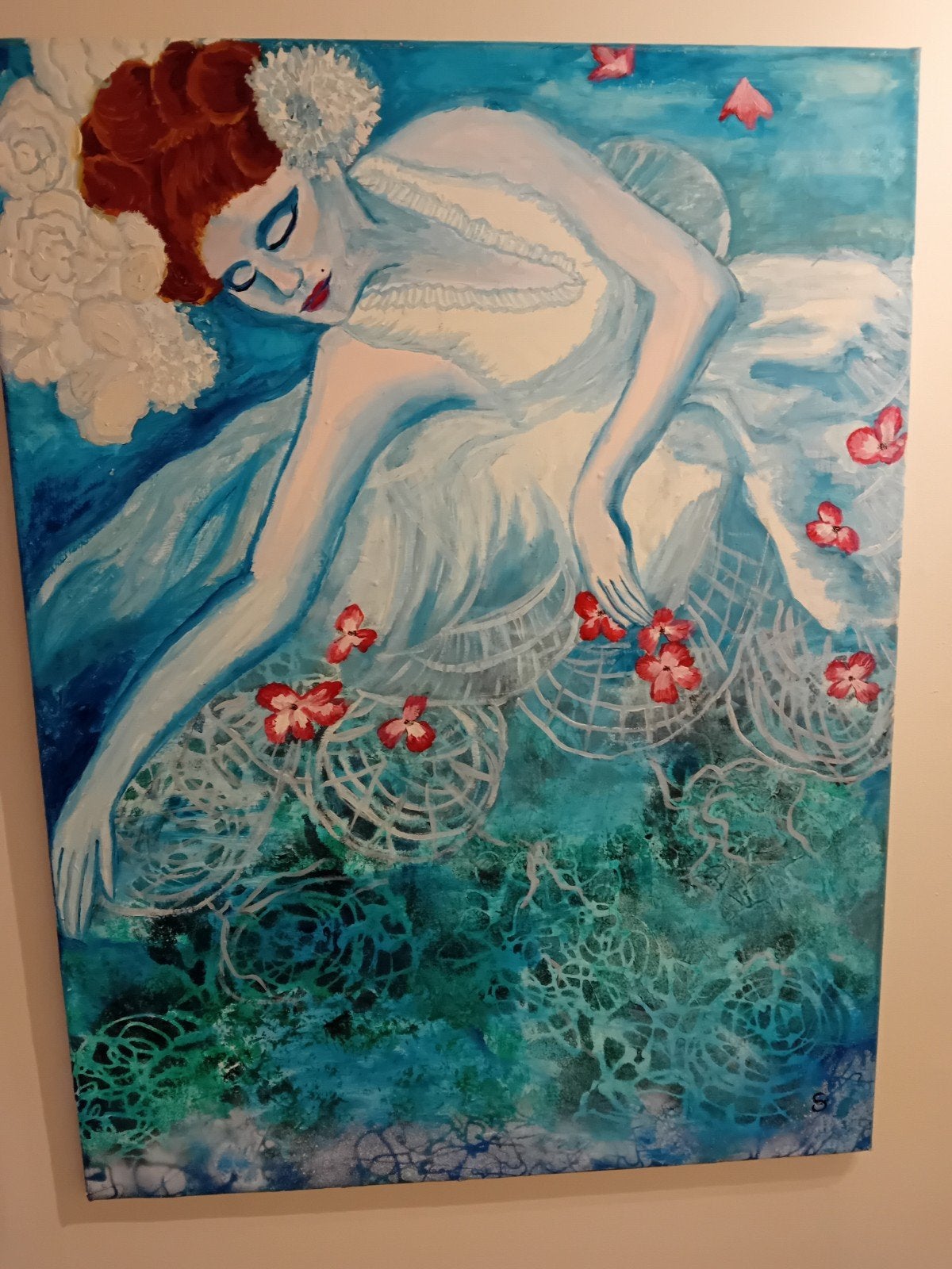 Schilderij 'De Slapende Schoonheid' - Acryl op doek, Antiek en Kunst, Kunst | Schilderijen | Klassiek, Ophalen, Acrylverf, Overige stijlen