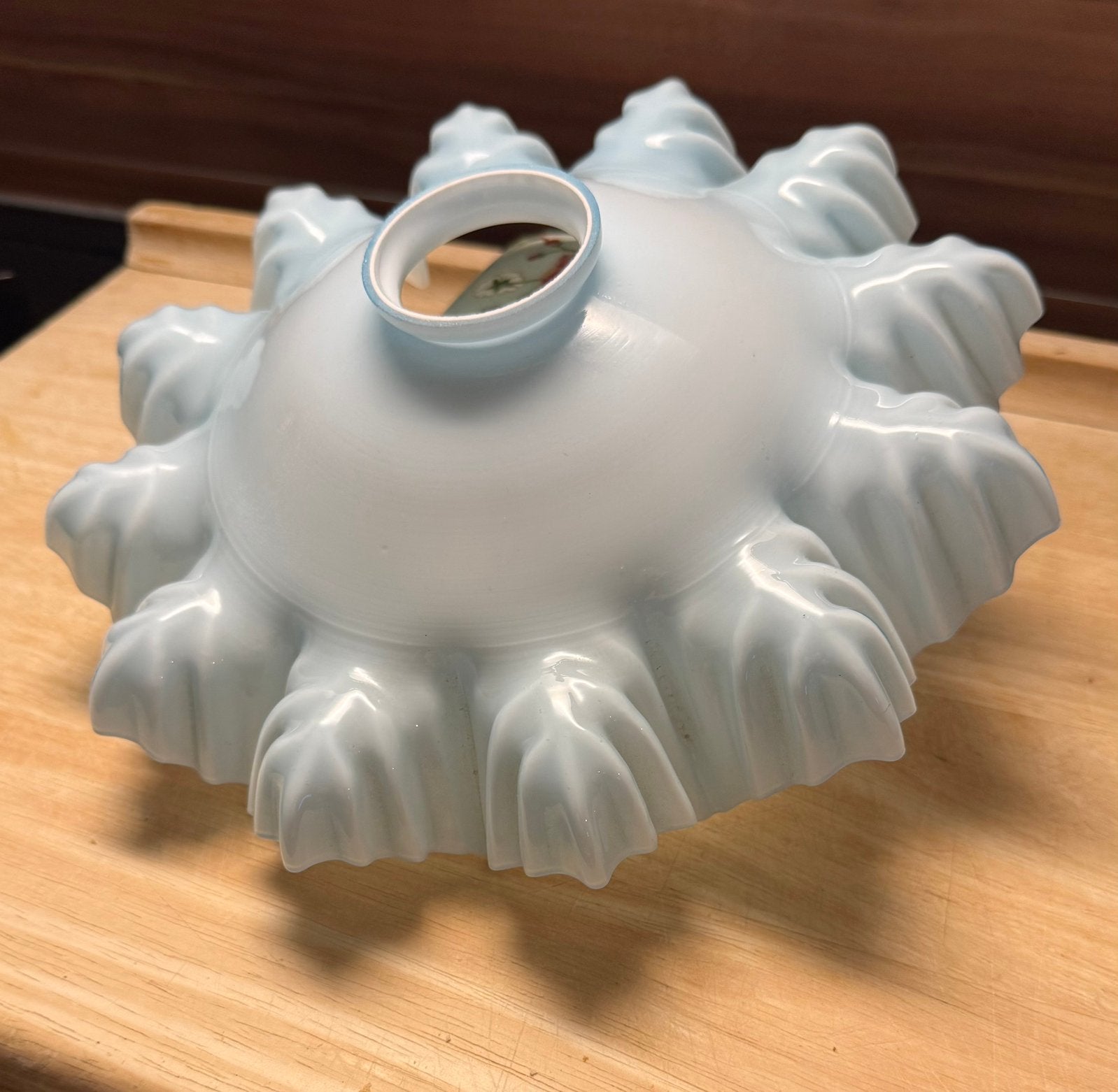 vintage Brocante Art Deco lampenkap van opaline glas, Huis en Inrichting, Lampen | Lampenkappen, Hanglamp, Meerkleurig, Ophalen of Verzenden