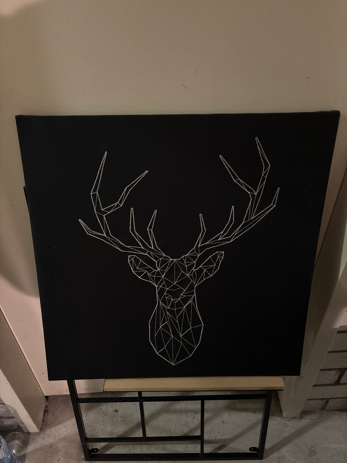 Modern Hert Hoofd Canvas Schilderij - Zwart/Wit Geometrisch, Ophalen, Zwart, Zo goed als nieuw, Modern