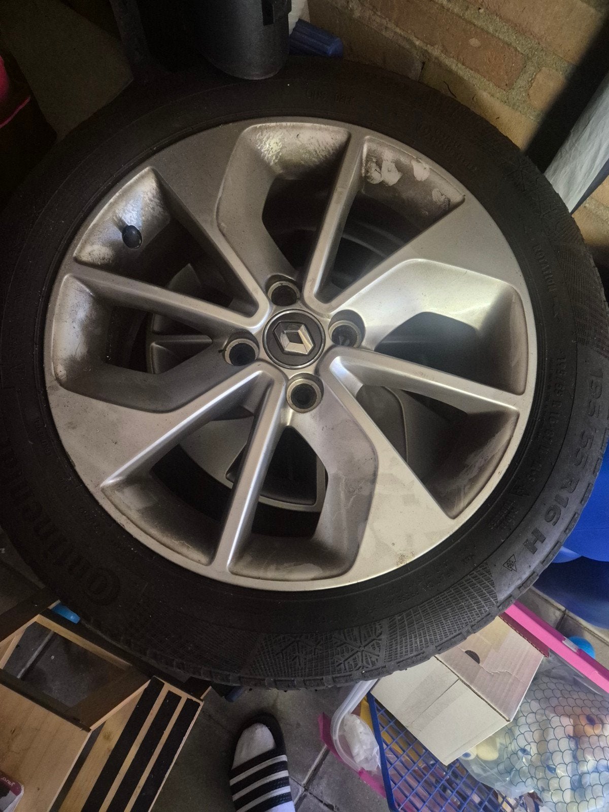 Renault 16 inch velgen met Continental winterbanden, Ophalen, Gebruikt, 16 inch, Banden en Velgen