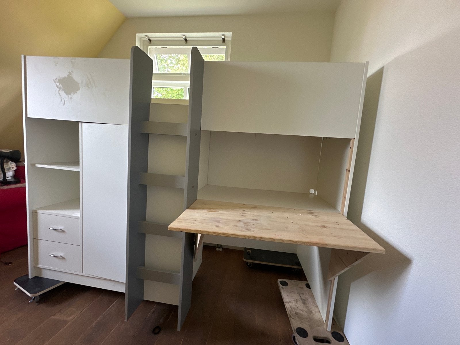 Hoogslaper met bureau en kast - Ideaal voor kleine kamers, Ophalen, Gebruikt, Eenpersoons, 200 cm