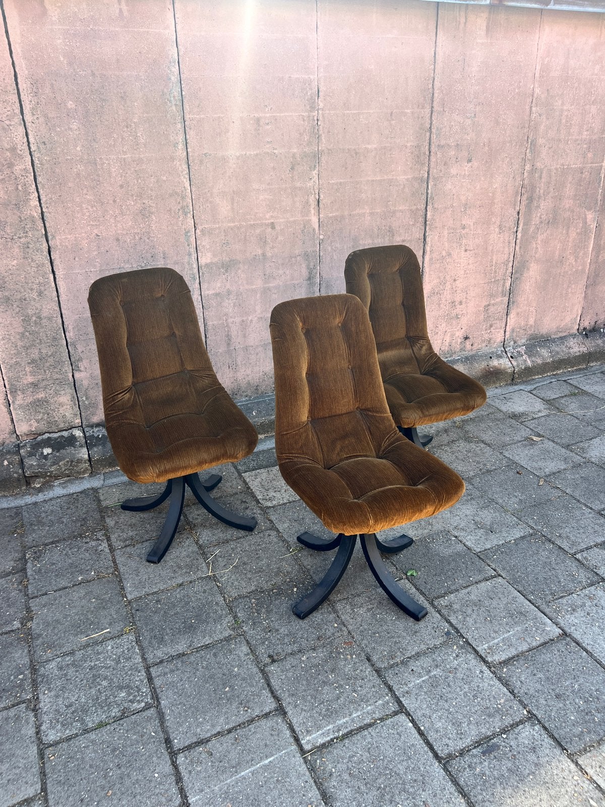Set van drie vintage draaistoelen, Denemarken 60’s, Ophalen, Gebruikt, Onbekend, Onbekend