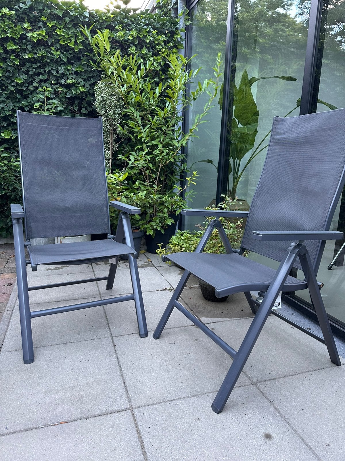 2x Livarno verstelbare campingstoelen antracietgrijs, Ophalen, Zo goed als nieuw, Aluminium, Verstelbaar