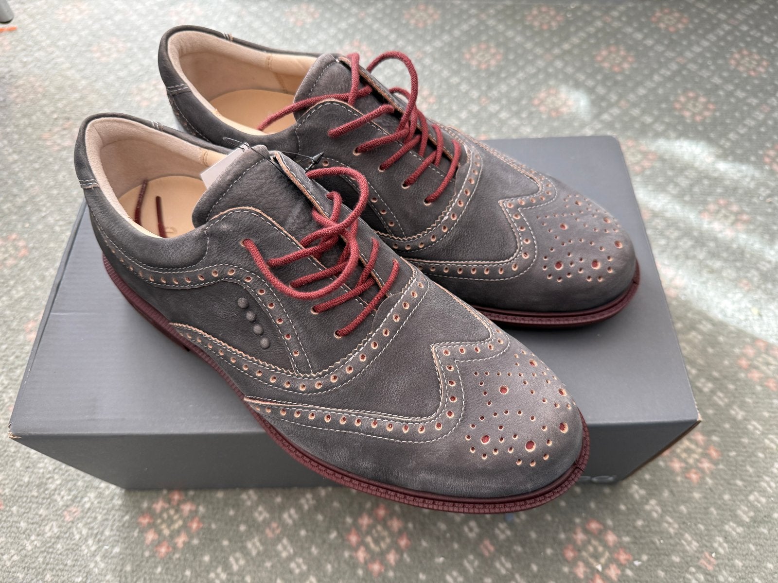 ECCO golf Brogues - Grijs met Rode Veters, Ophalen, Nieuw, Grijs, Schoenen met lage hakken