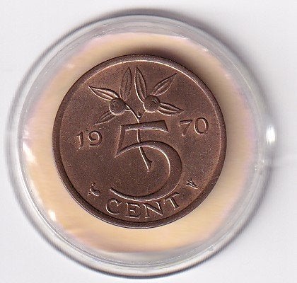 5 Cent 1970 a Zeer Fraai met diverse muntkleuren, Postzegels en Munten, Ophalen of Verzenden, Koningin Juliana, 5 cent, Losse munt