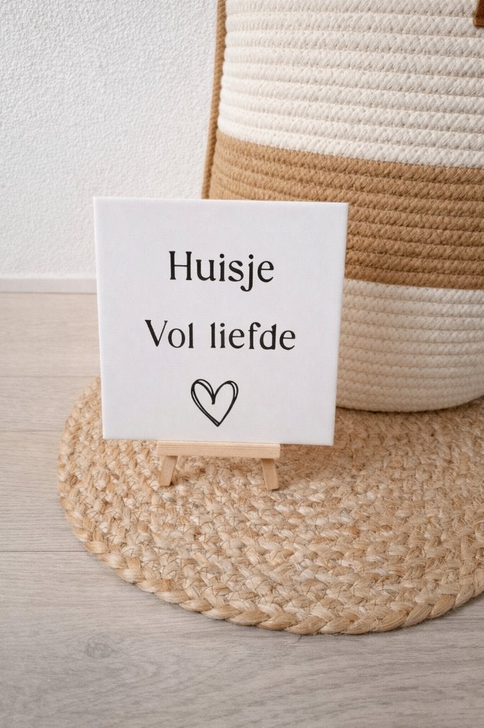 Tegel / tegeltje met tekst Huisje vol liefde, Handgemaakt, 15 cm, Nieuw, 15 cm