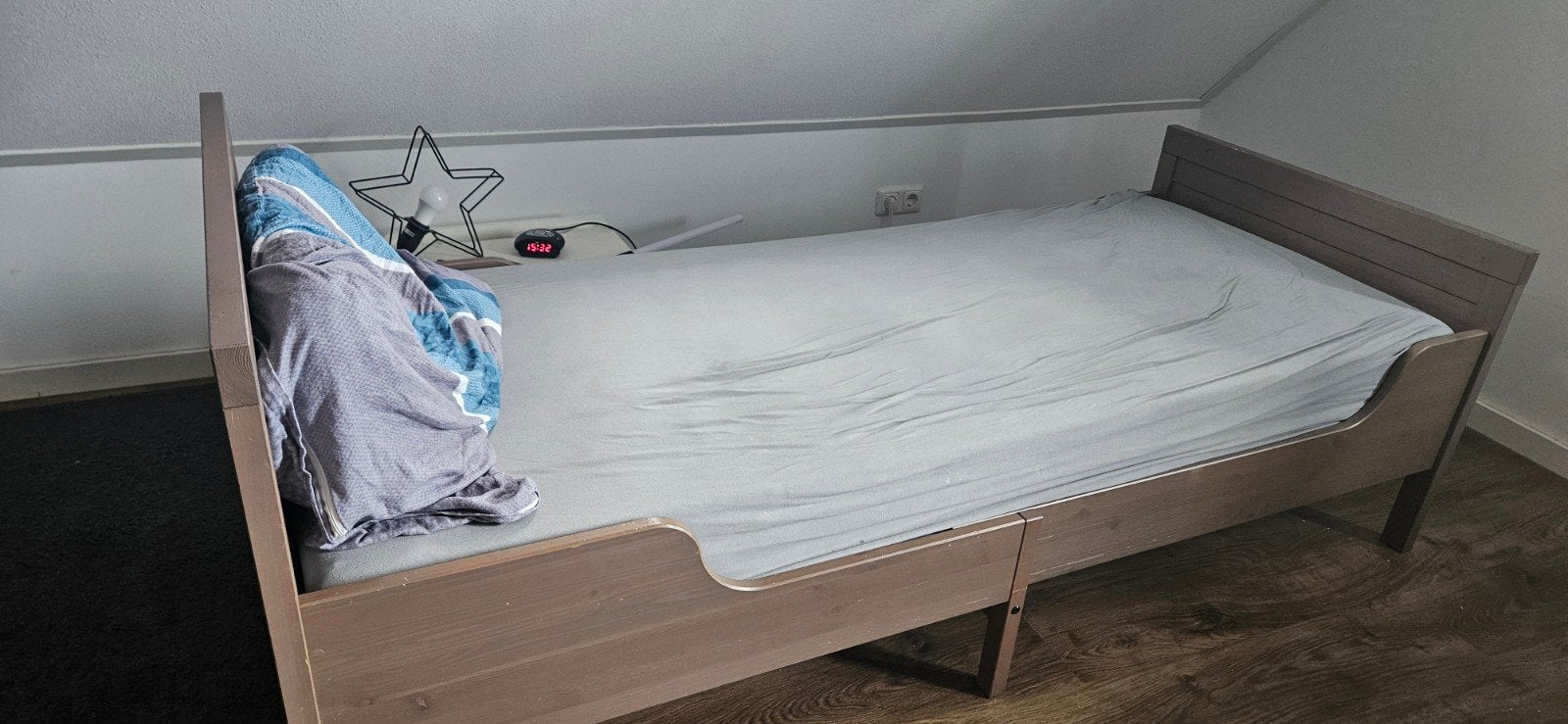 Meegroeibed Eenpersoonsbed van hout, 90x200 cm, Ophalen, Gebruikt, 90 cm, 200 cm