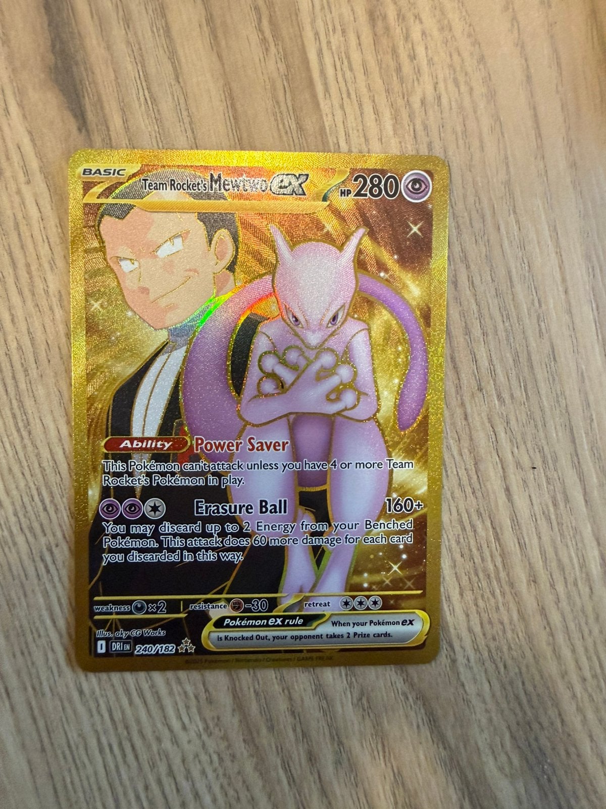 Team Rocket’s Mewtwo ex 240/182 Gold – Pokémon kaart, Ophalen, Zo goed als nieuw