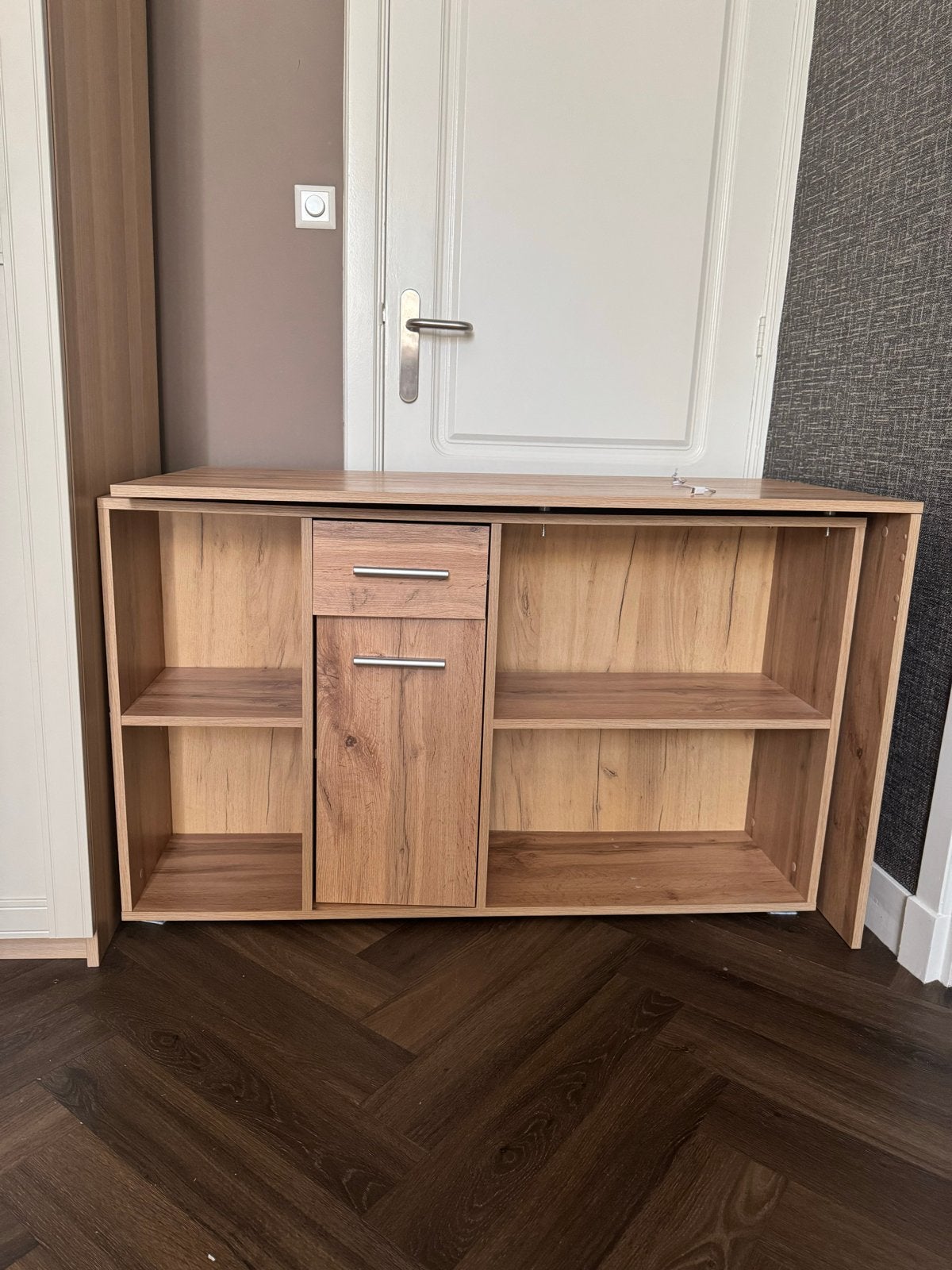 Modern verstelbaarbureau met opbergruimte - Houtkleur, Huis en Inrichting, Bureaus, Ophalen, Met lades, Spaanplaat of MDF, Hoekbureau