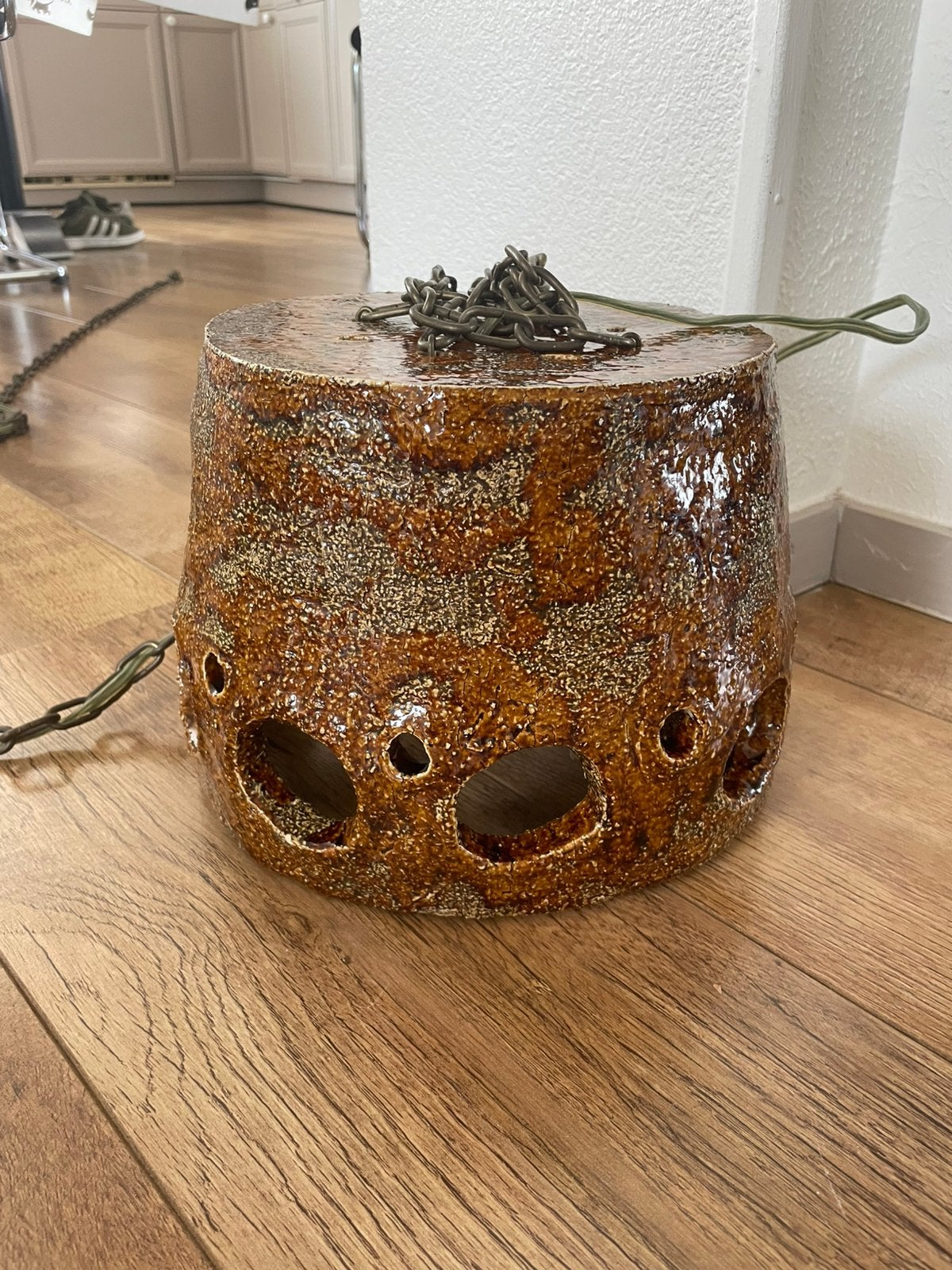 Brutalistisch  Keramiek Hanglamp Henny van Westrhenen, Velp, Keramiek, E14 (klein), Ophalen of Verzenden, Zo goed als nieuw