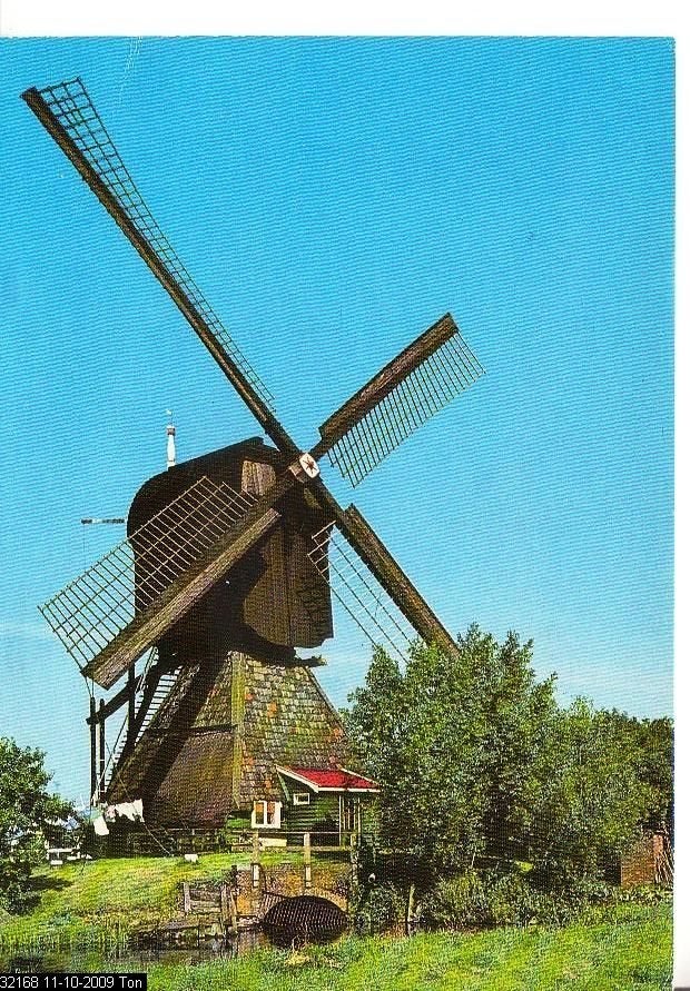 Ansichtkaart 	Kinderdijk	Poldermolen	Wipmolen, Verzenden, 1960 tot 1980, Gelopen, Zuid-Holland