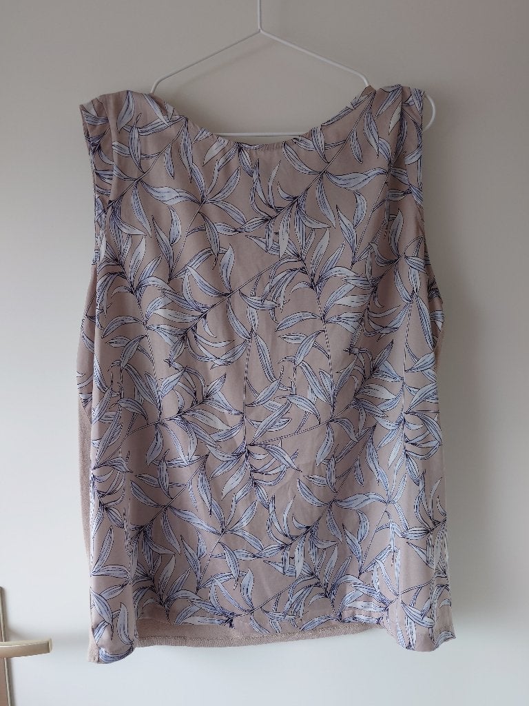 Your Sixth Sense mouwloze top met bladprint - Maat L, Your Sixth Sense, Beige, Maat 42/44 (L), Ophalen of Verzenden